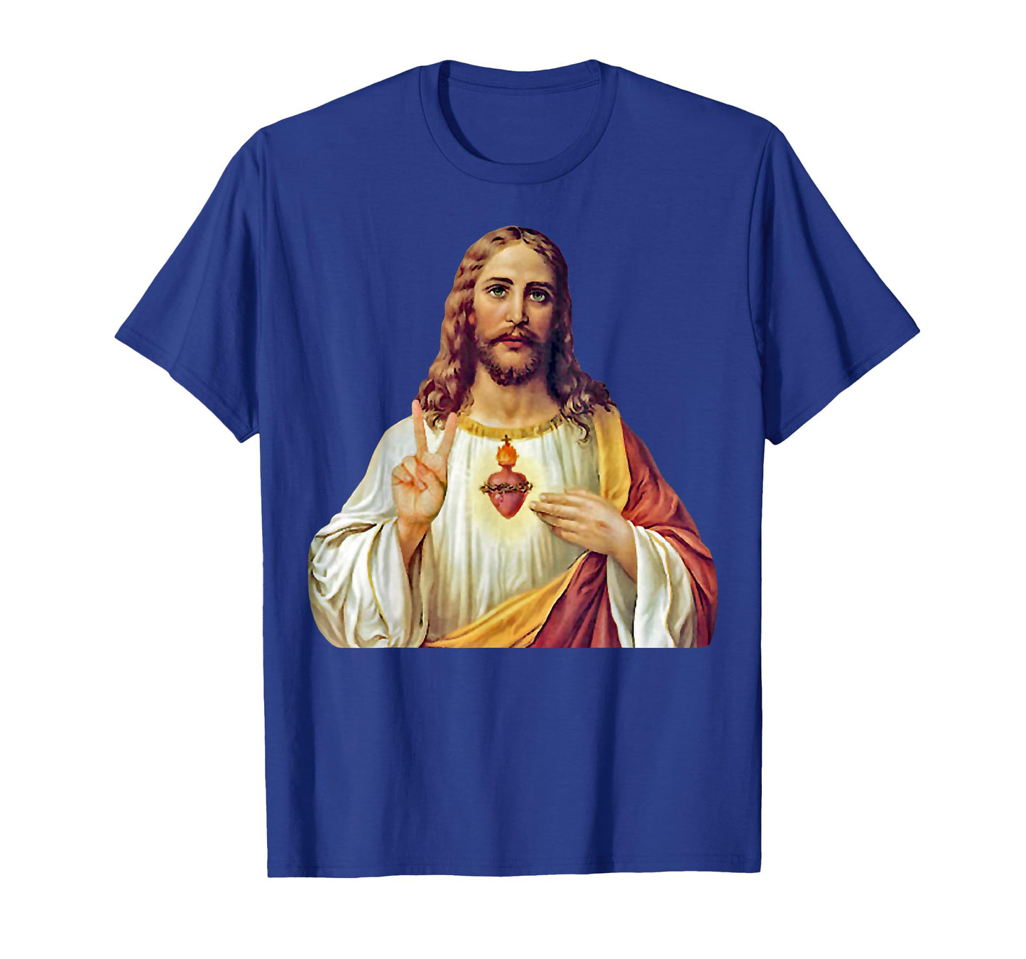 Jesus Christ Sacred Heart Peace Sign Portrait T-Shirt