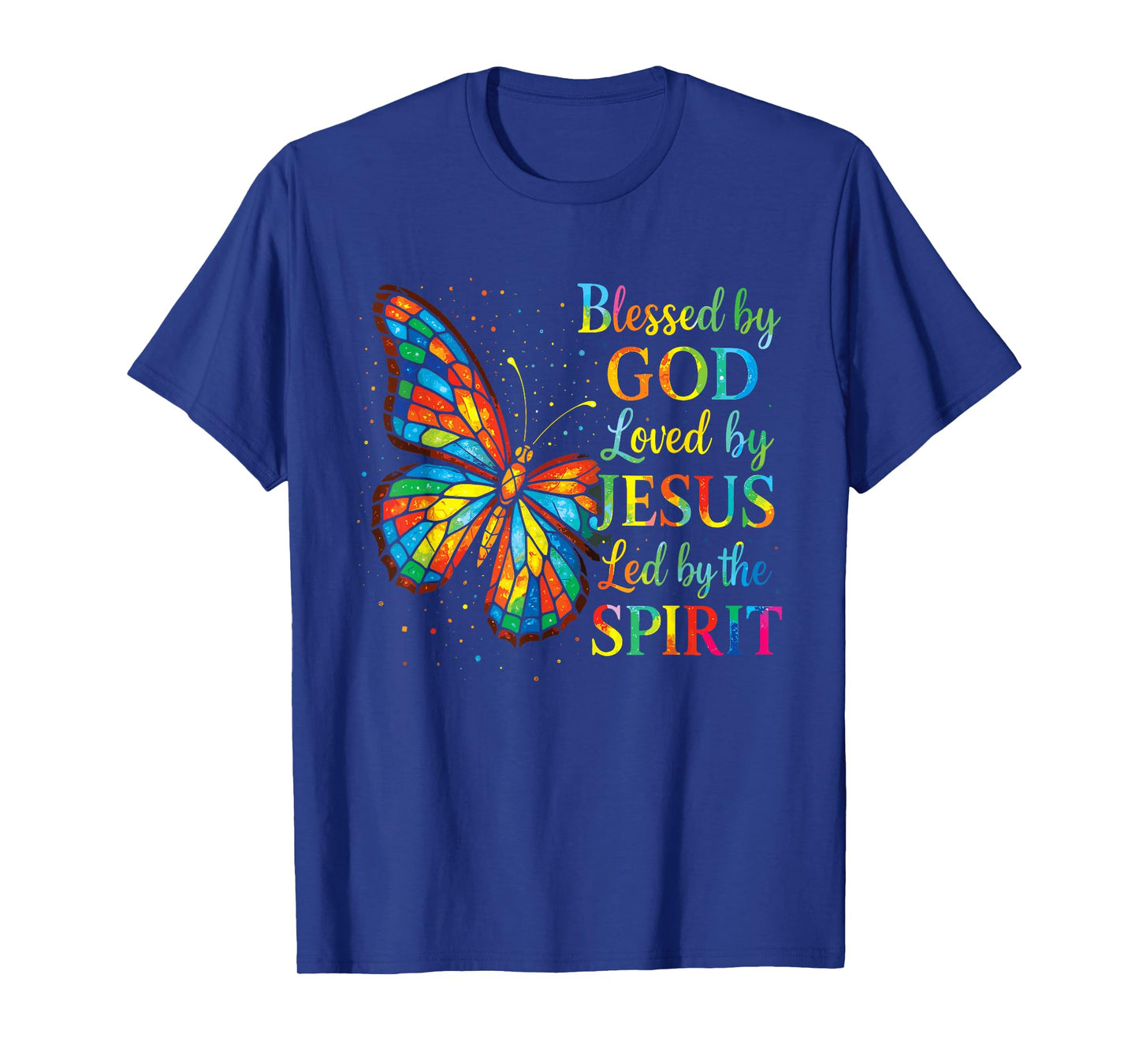 Blessed by God Loved by Jesus Stained Glass Butterfly T-Shirt