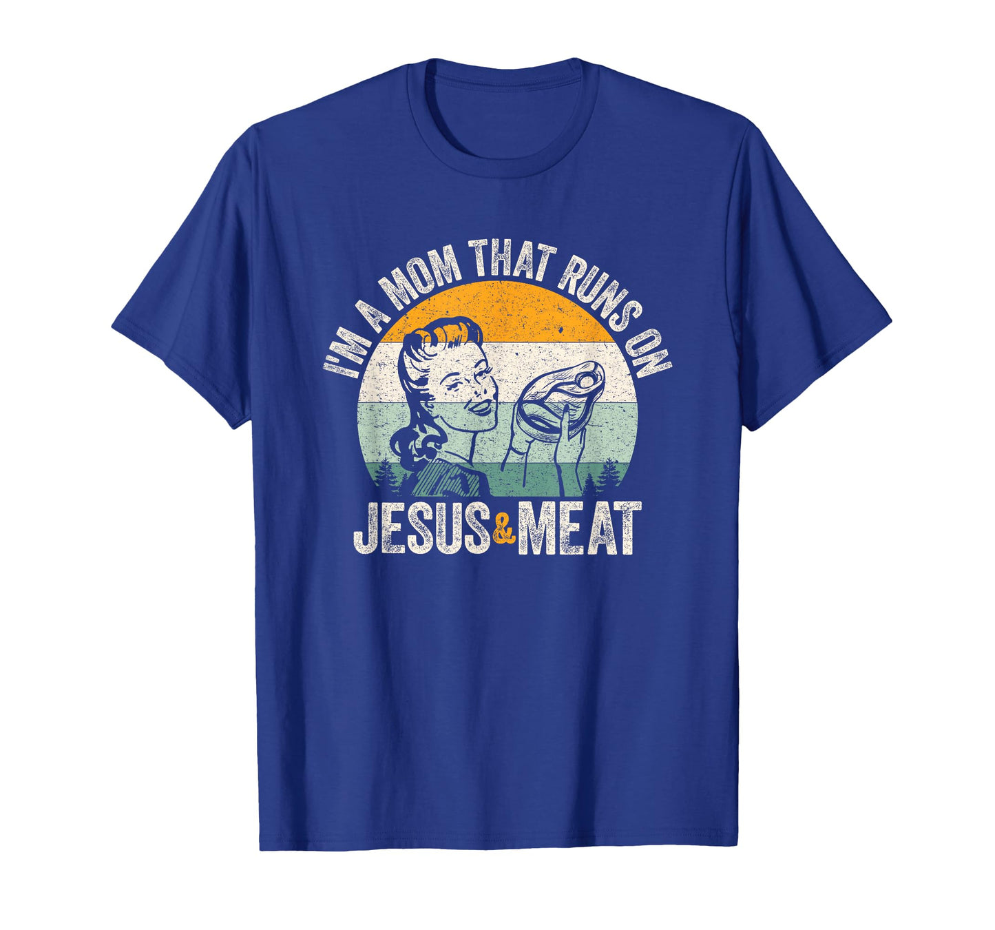 Carnivore Christian Mom Runs on Jesus and Meat Vintage Retro T-Shirt
