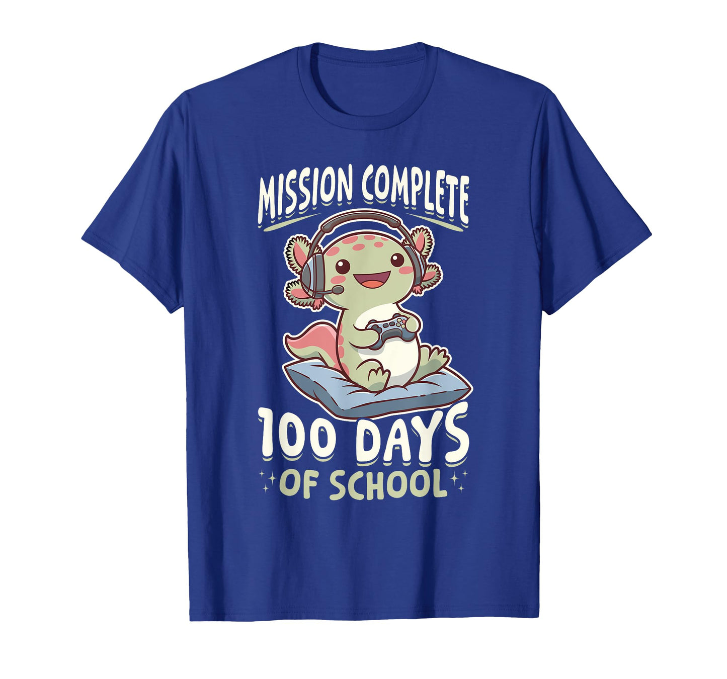 Funny Gamer Axolotl Kawaii Mission Complete 100 Days of T-Shirt