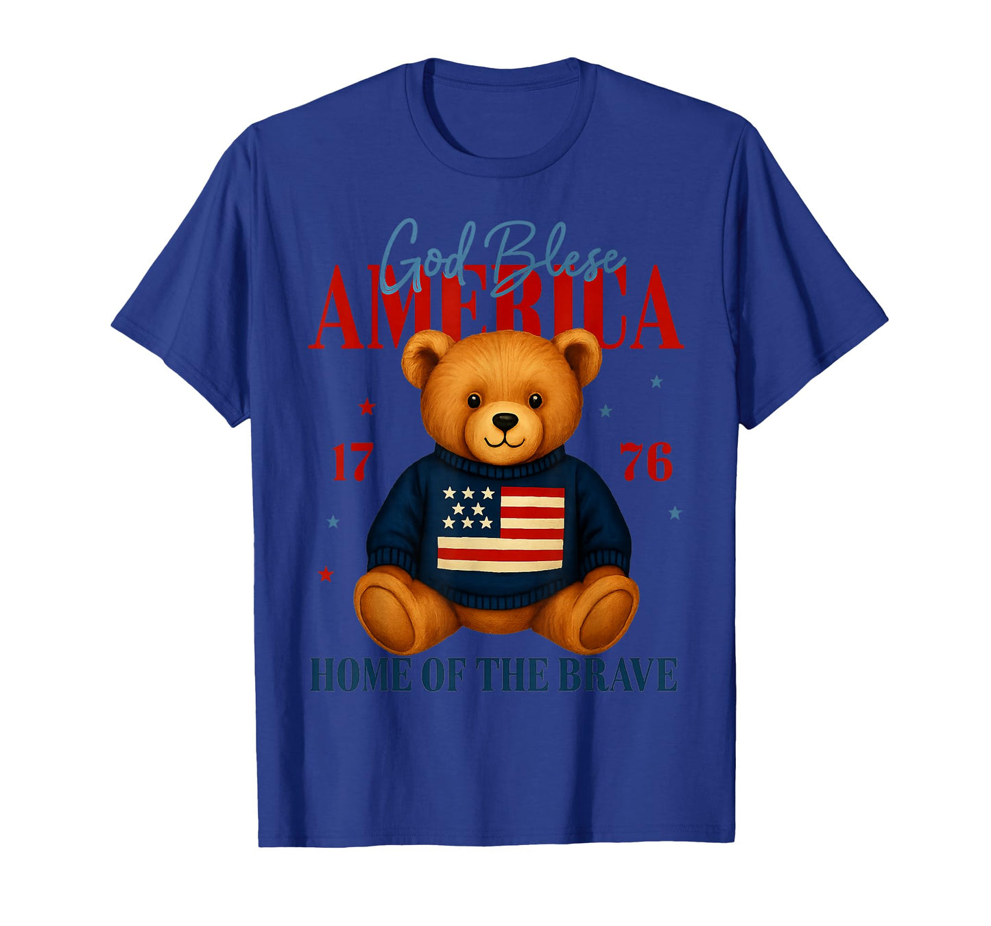 God Bless America Teddy Bear 4th of July USA Flag T-Shirt