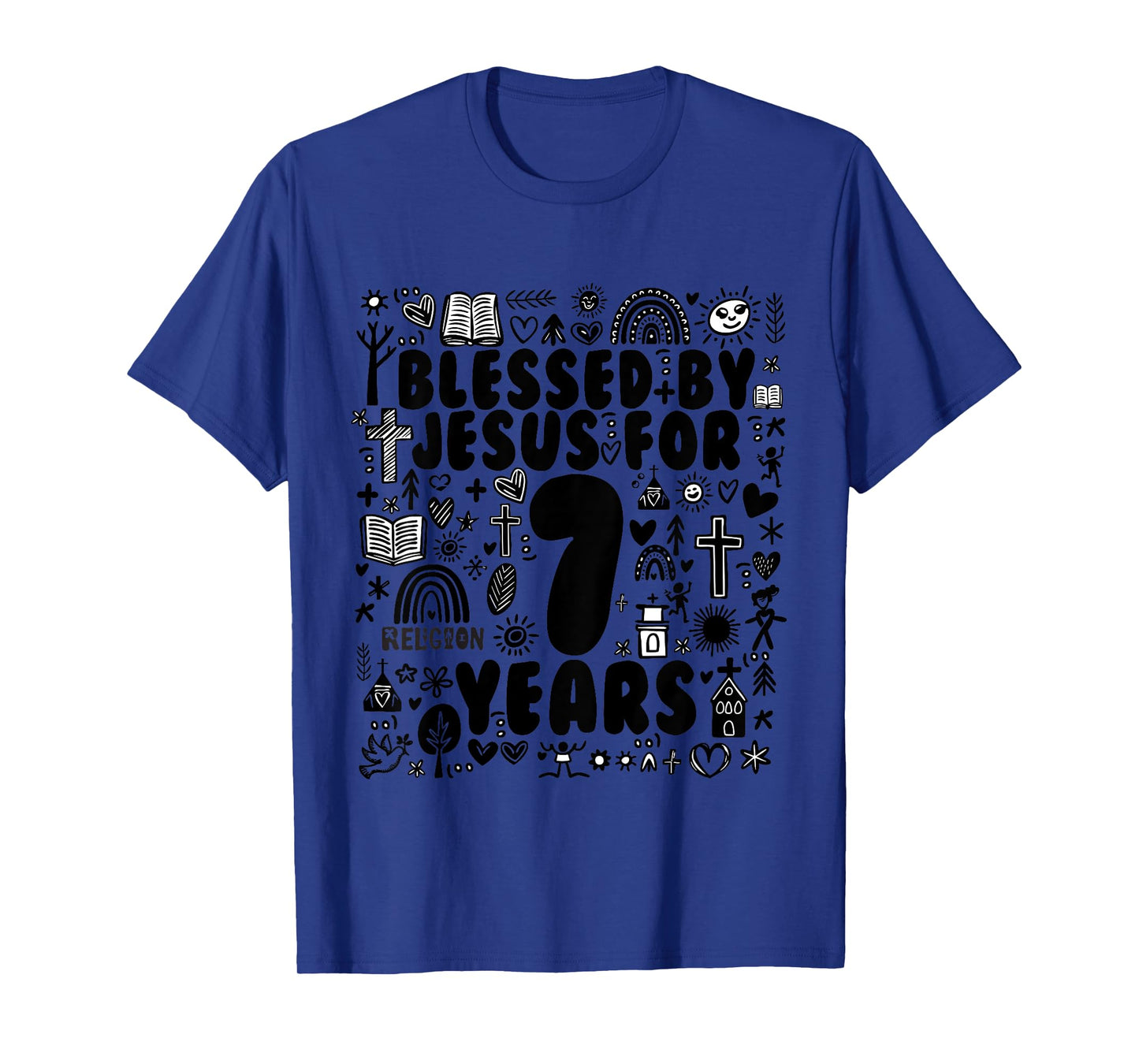 Kids BLESSED BY JESUS FOR 7 YEARS Birthday T-Shirt