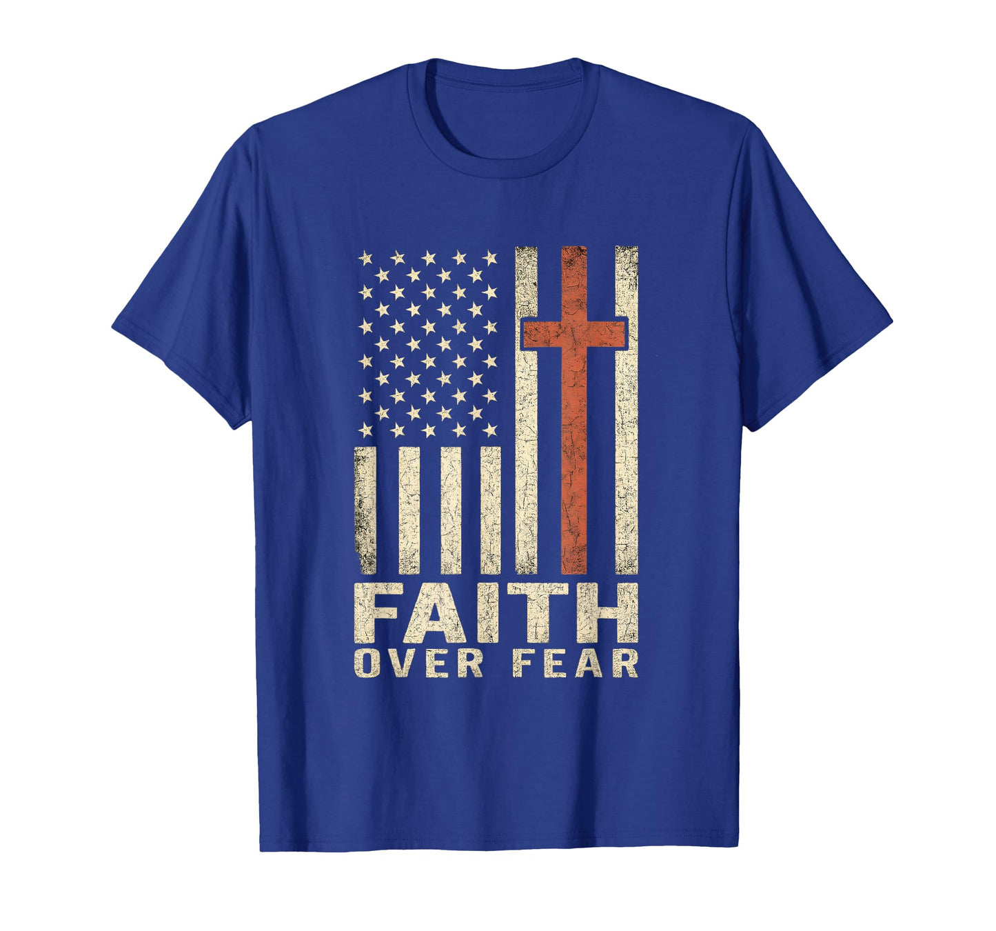 America Pride US Flag Faith Over Fear Christian Prayer T-Shirt