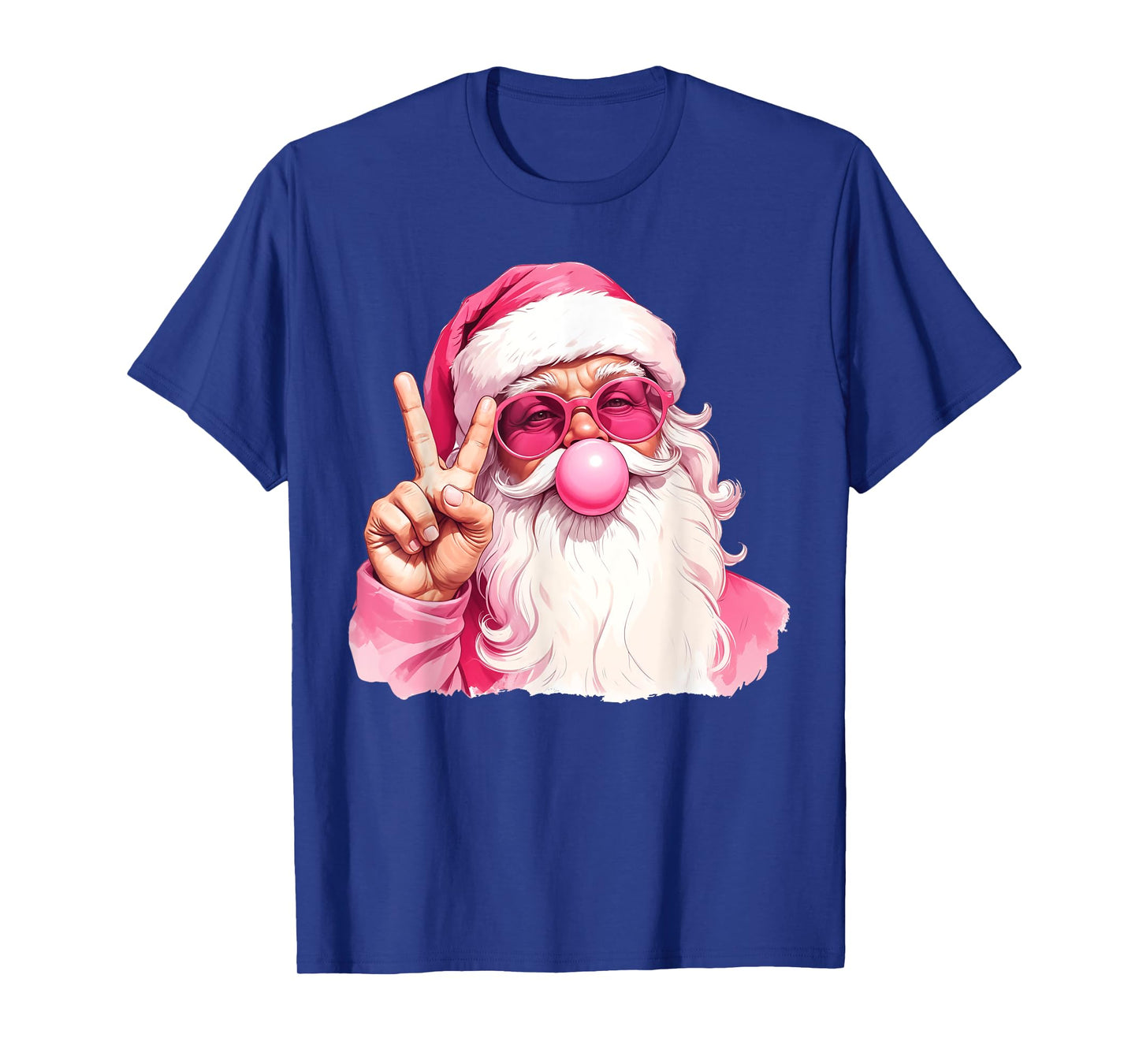Vintage Retro Santa Christmas Bubble Gum Pink Sunglasses T-Shirt