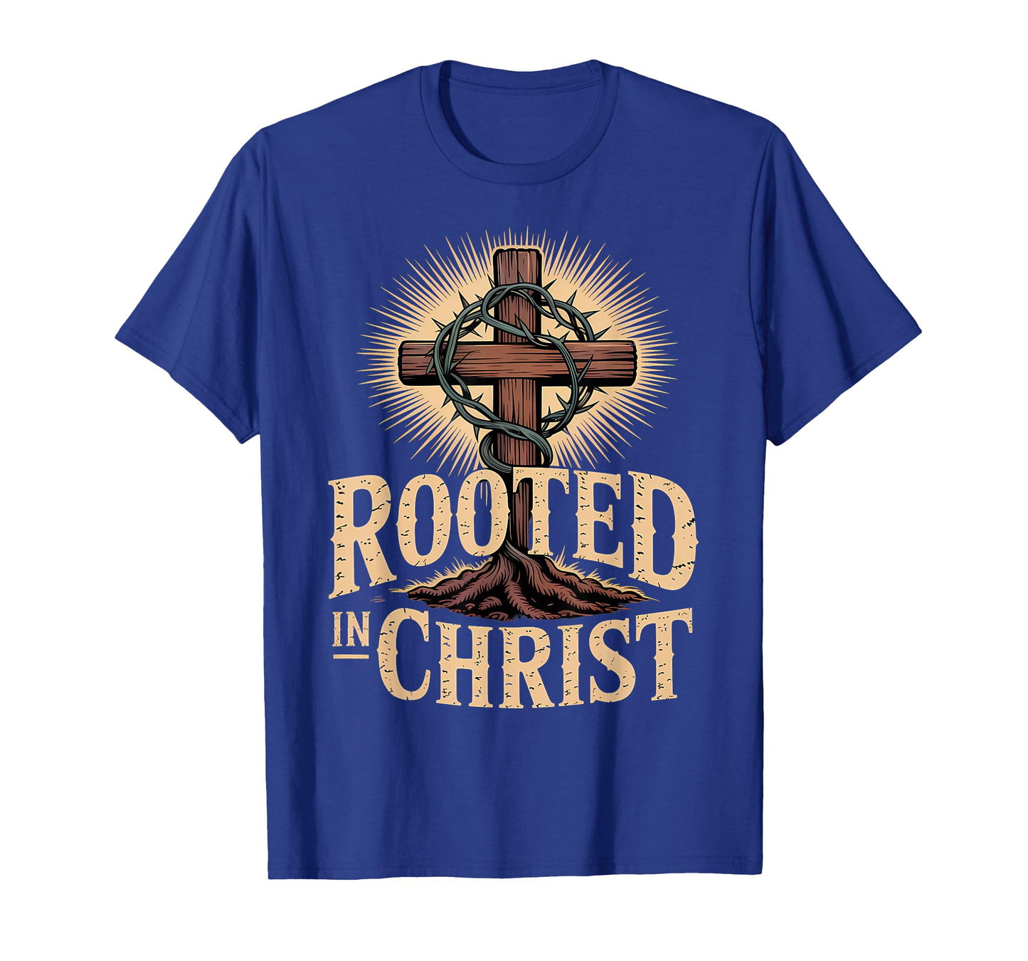 Rooted in Christ Jesus Cross Christian Faith T-Shirt