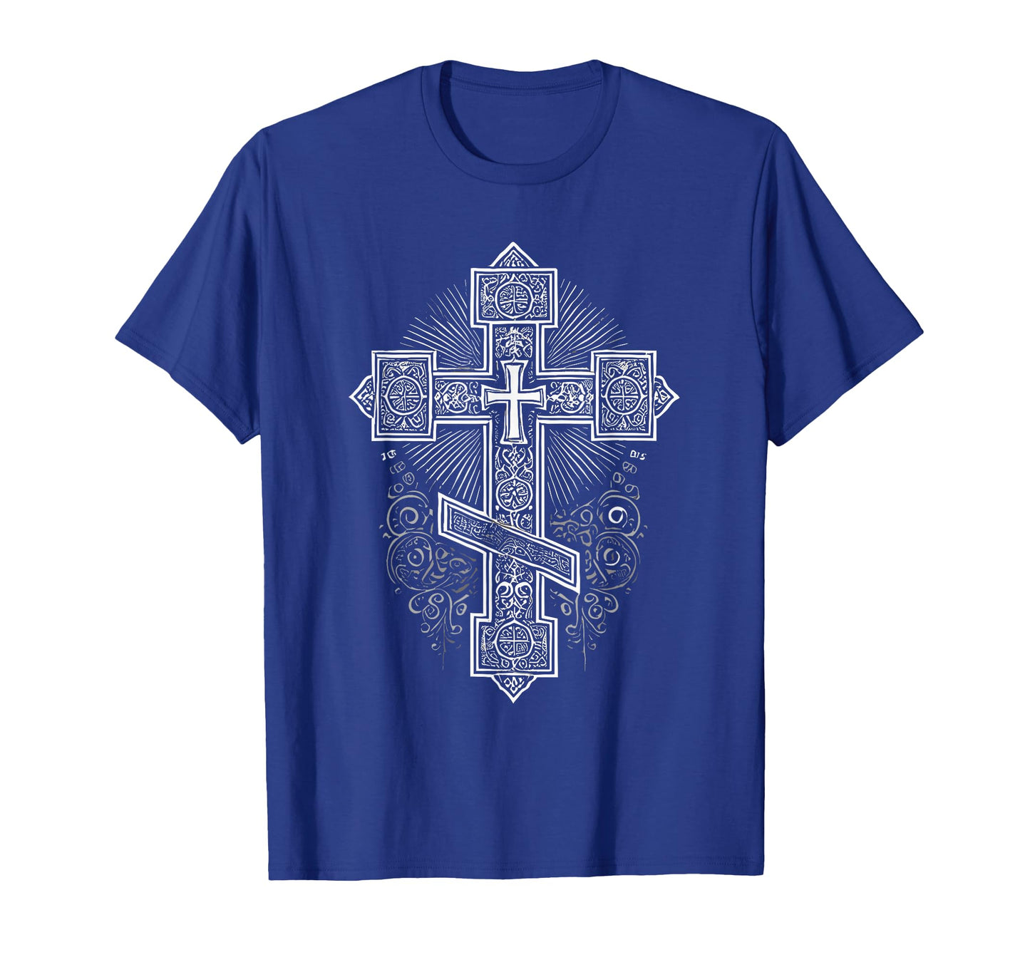 Calvary Cross of Russian Orthodox Church Russian Orthodox Christian Unisex-Adults T-Shirt Black Small Modern Cross Christian Classic T-Shirt