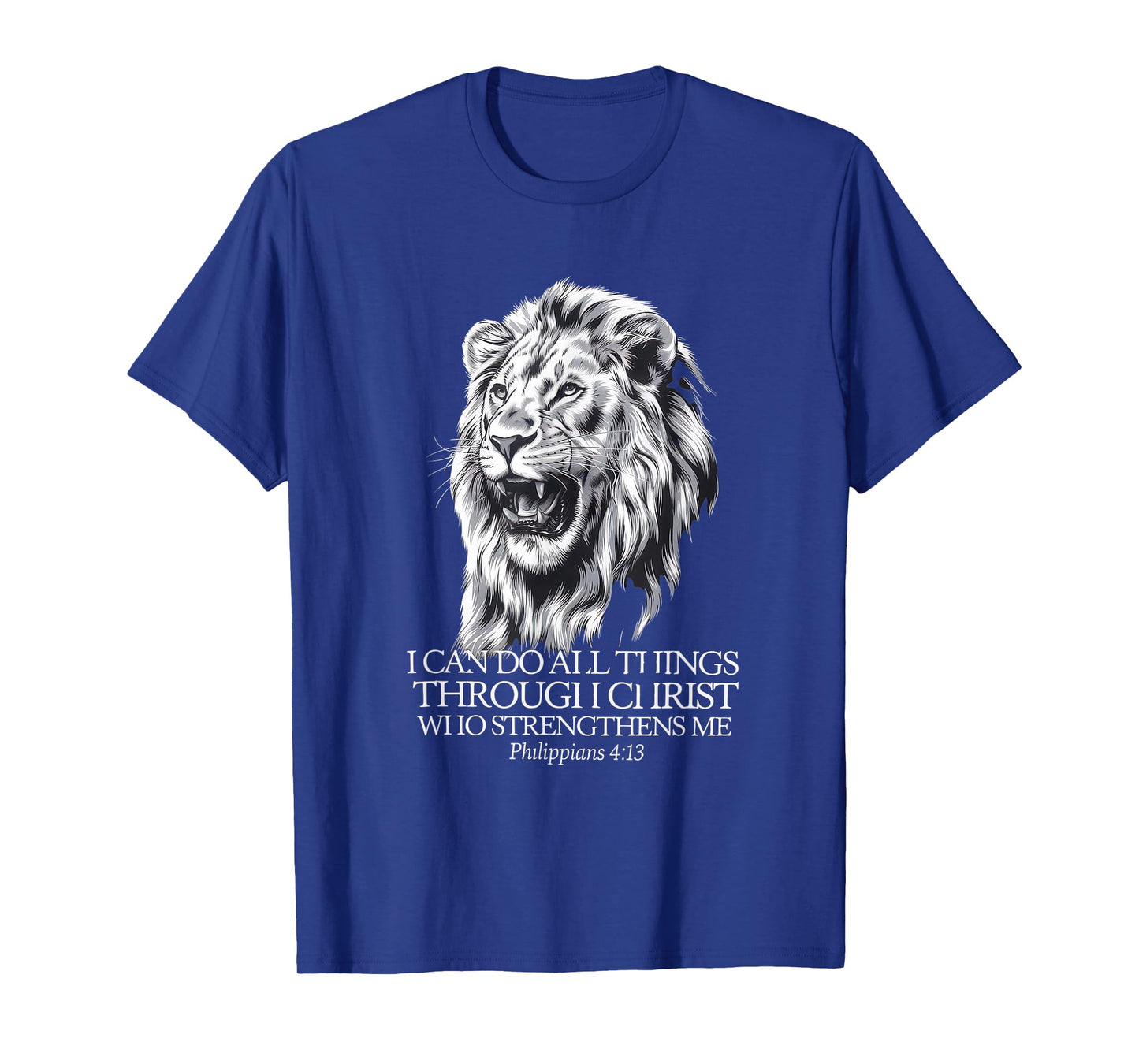 Christian Tshirt Philippians 4:13 Religious Lion Strengthens T-Shirt