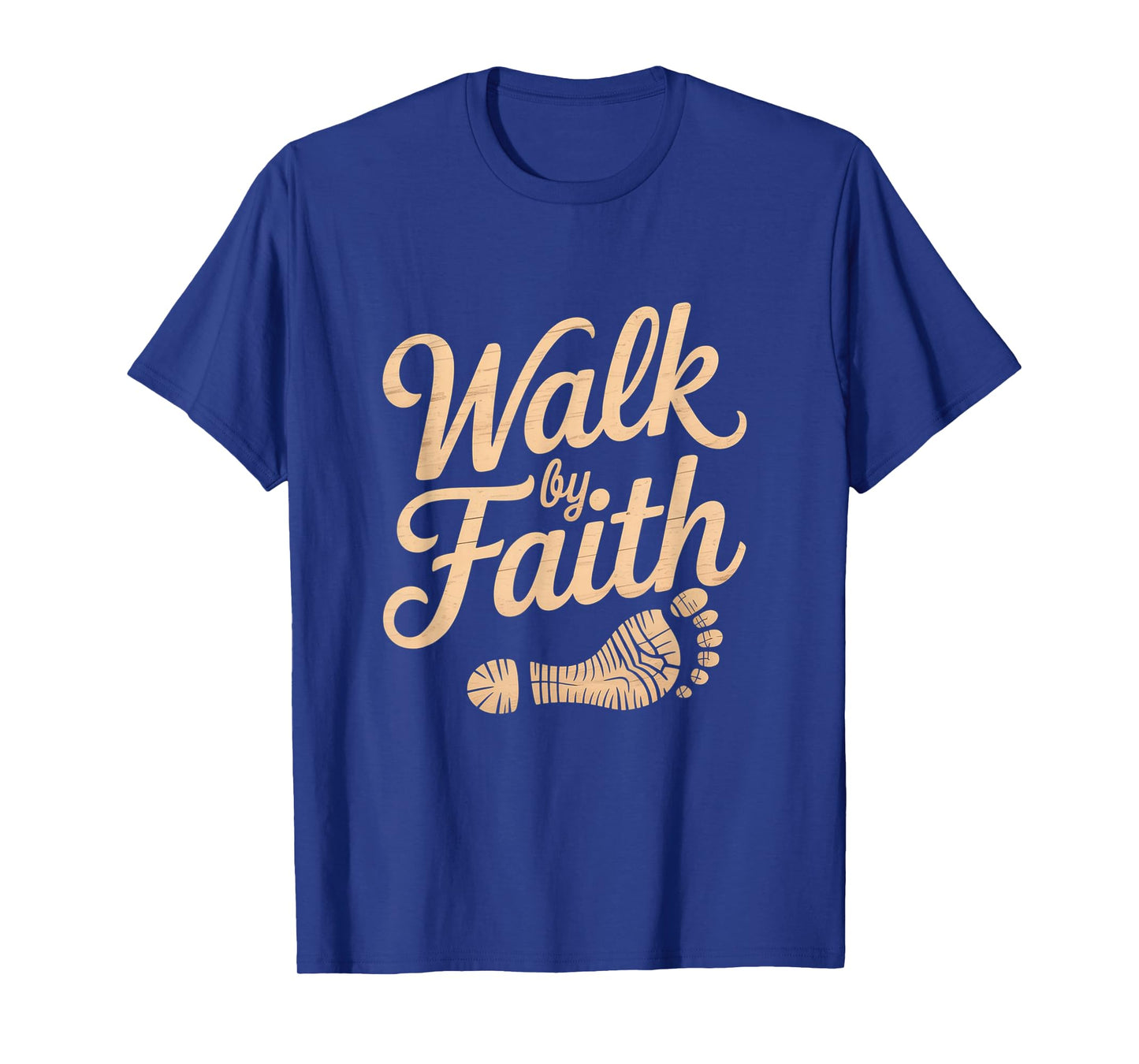 Walk by Faith Footprint Christian Graphic Tee T-Shirt