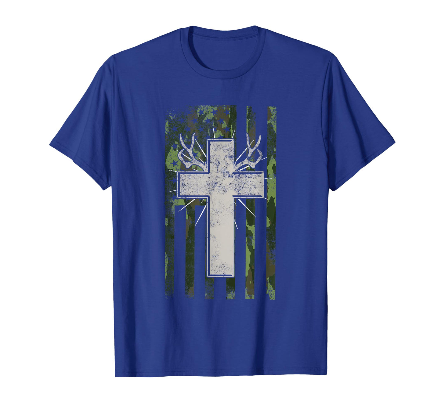 Jesus Christian Cross Hunting American Flag Camo Deer Hunter Women Men T-Shirt