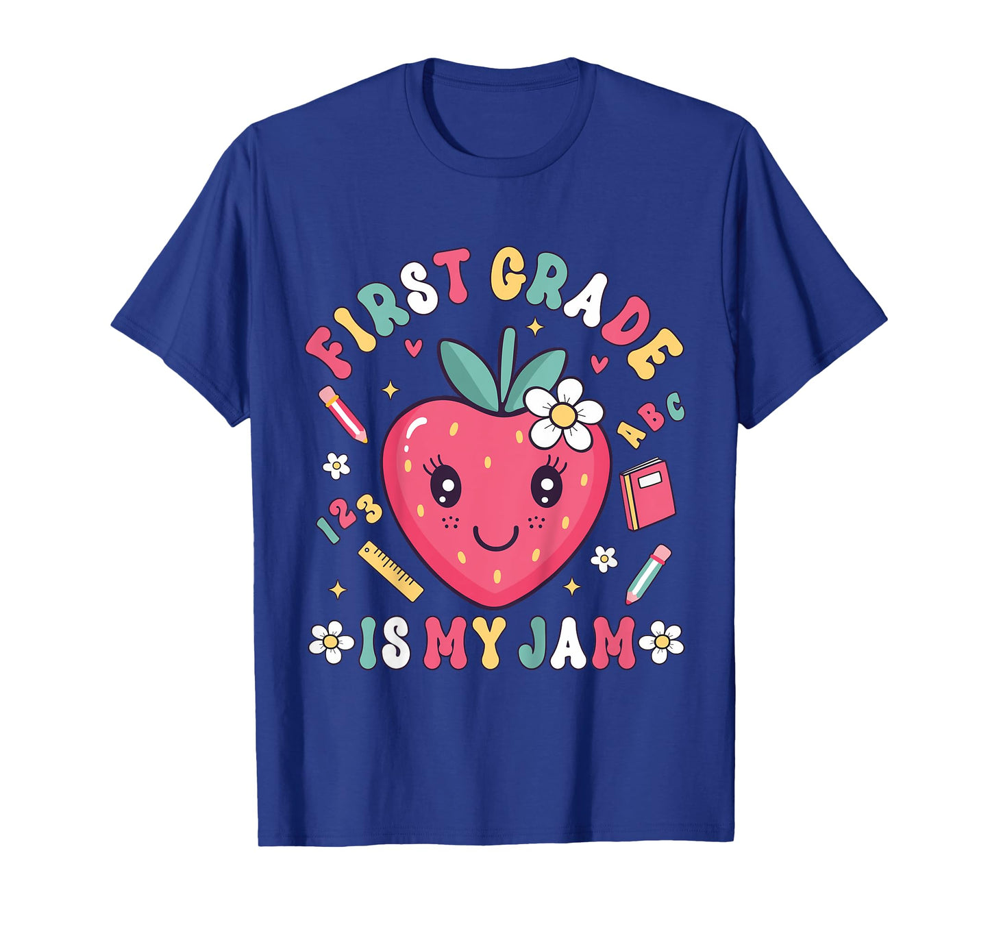 First Grade 1st Day Cute Cartoon Strawberry Girls T-Shirt