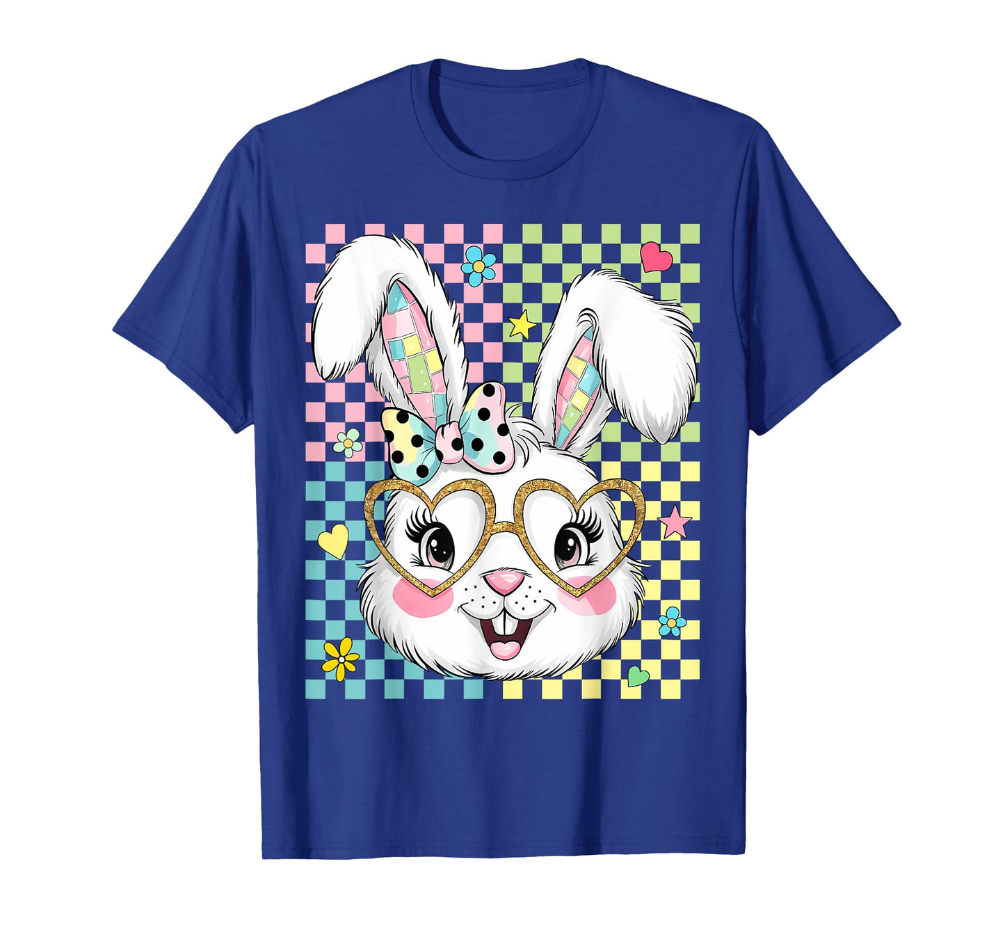 Happy Easter Vibes Cute Bunny Rabbit Face Women Girls Kids T-Shirt