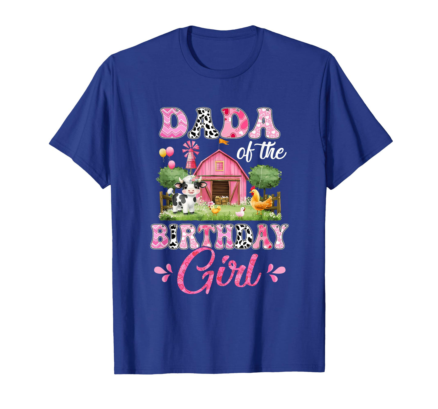 Dada Of The Birthday Girl 1St Birthday Cow Farm Family T-Shirt