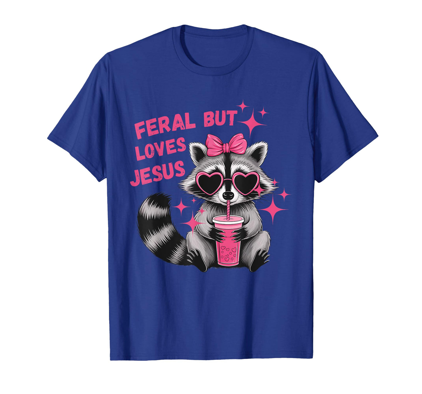 Feral But Loves Jesus Christian Valentines Day Raccoon Lover T-Shirt