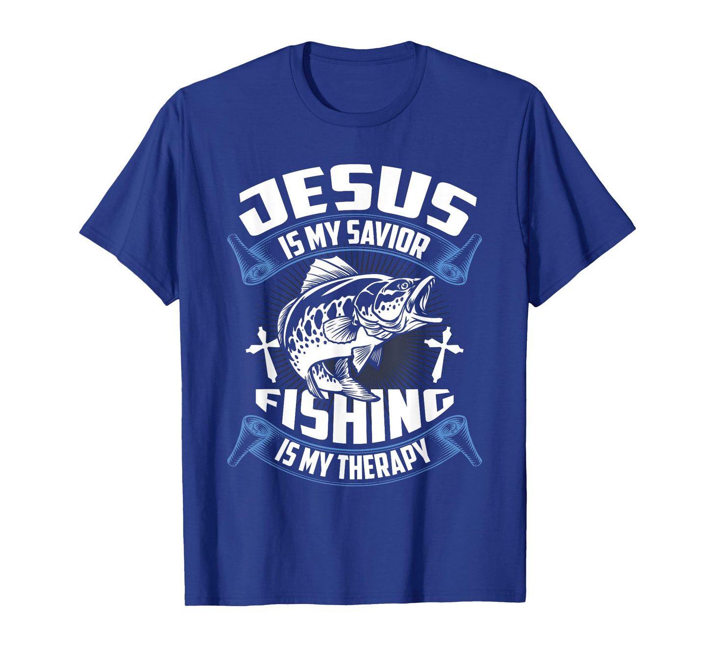 Jesus Is My Savior Fishing Is My Therapy Christian Fishermen T-Shirt