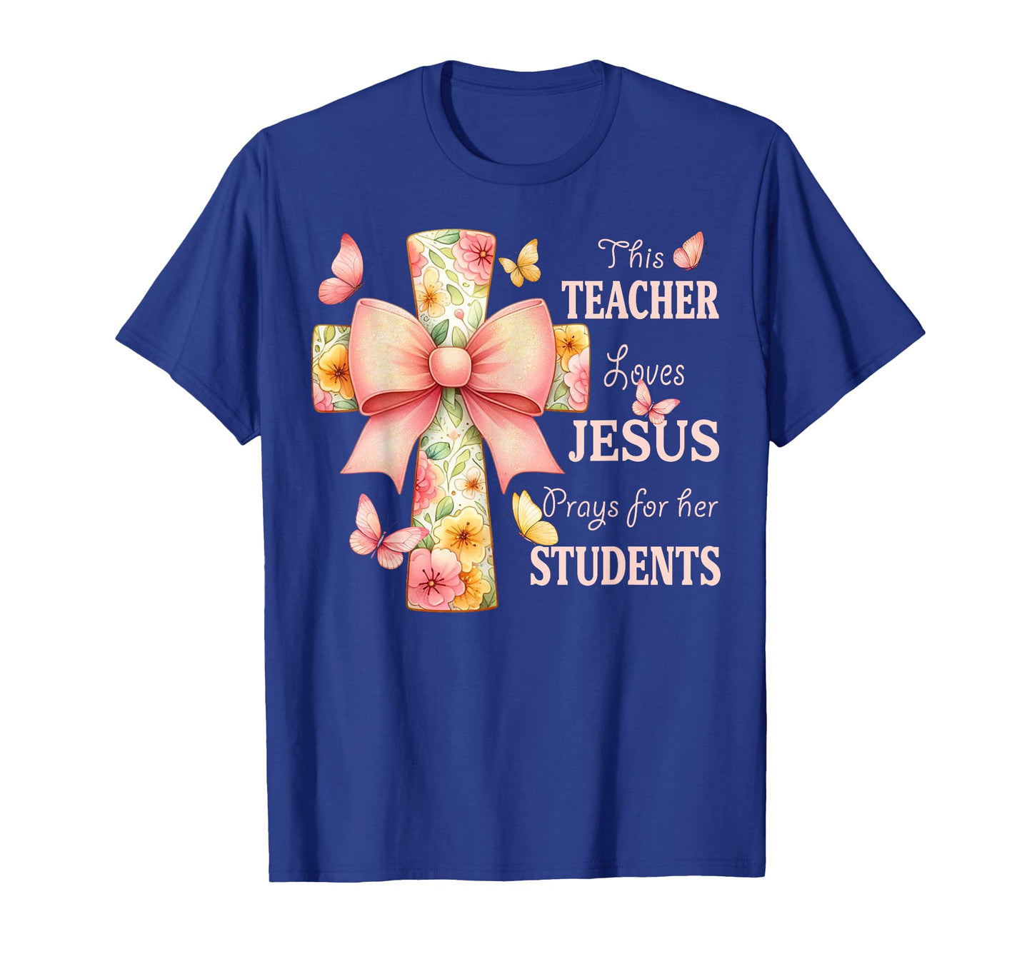 Floral Cross and Butterfly Design for Christian Teachers T-Shirt