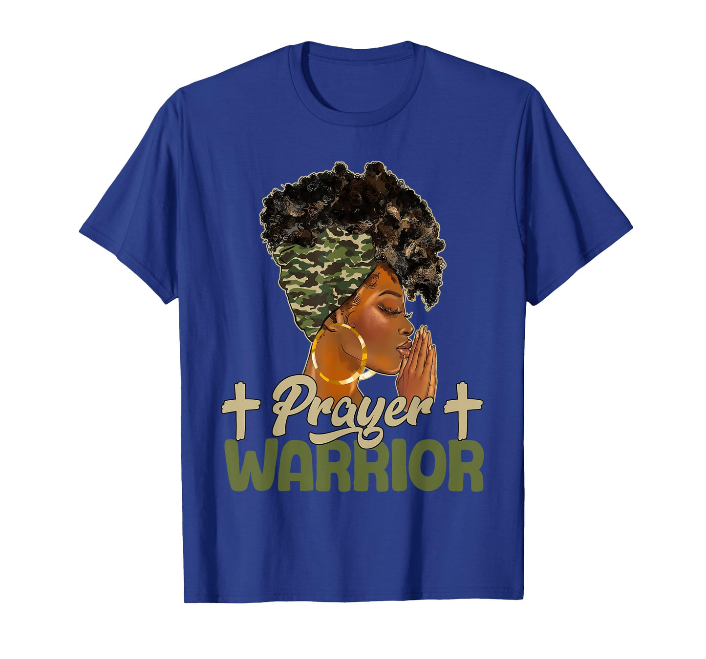 Praying Black Woman Afro Christian Sayings Prayer Warrior T-Shirt