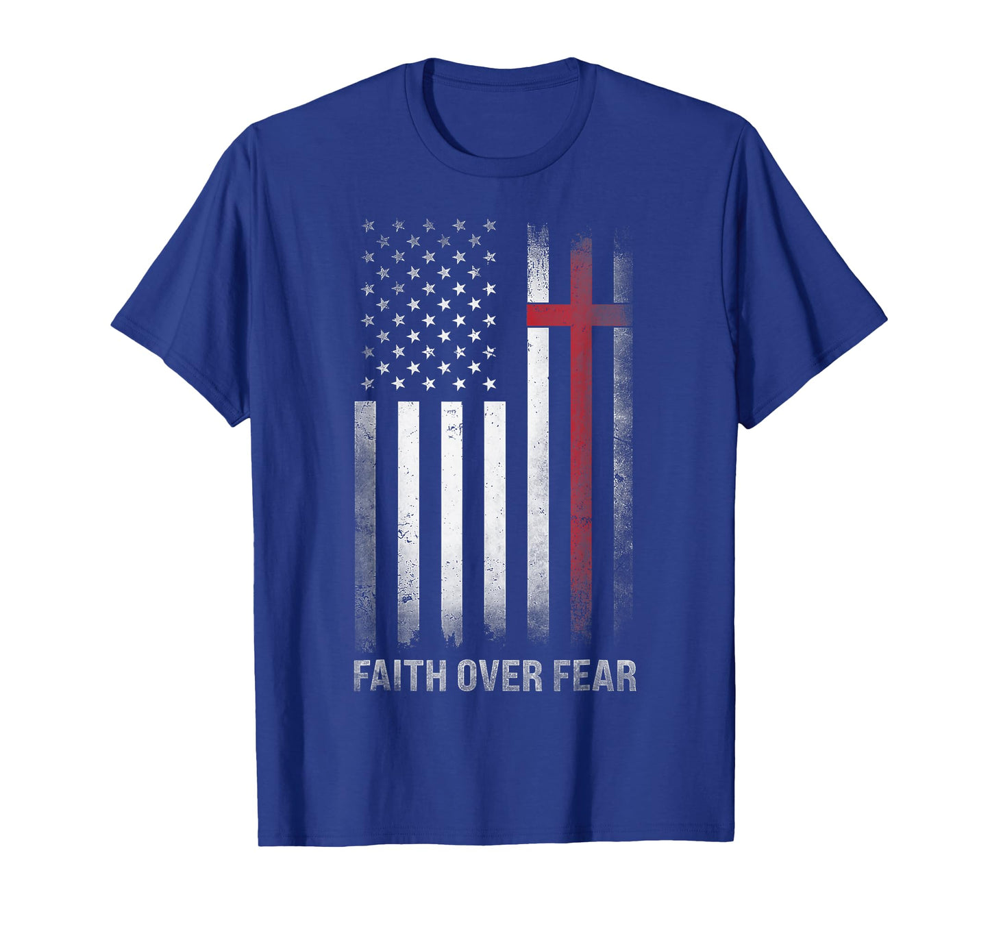 Funny Faith Over Fear Flag Cross Christian Religious T-Shirt