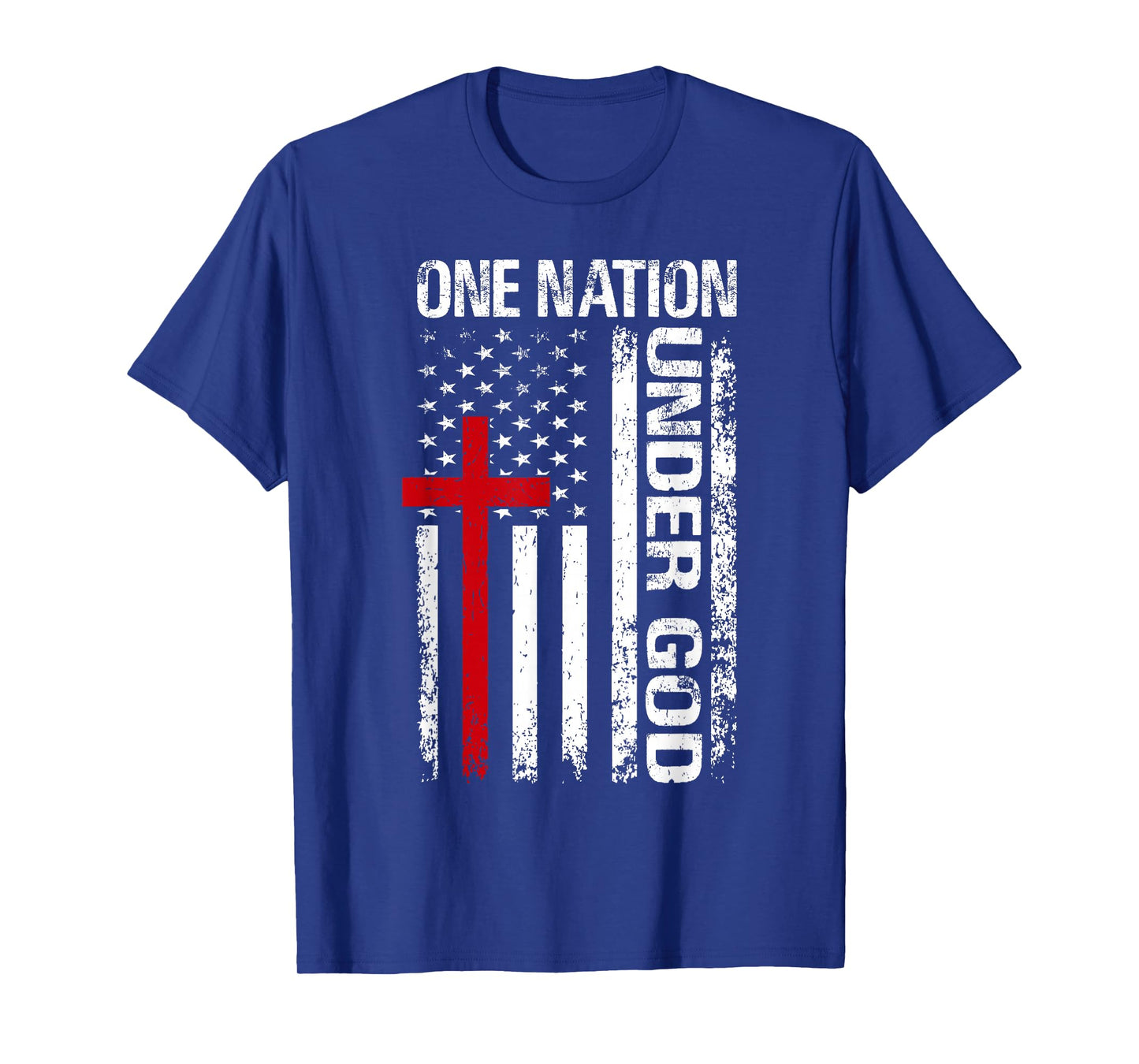One Nation Under God Christian American Flag Patriotic Cross T-Shirt
