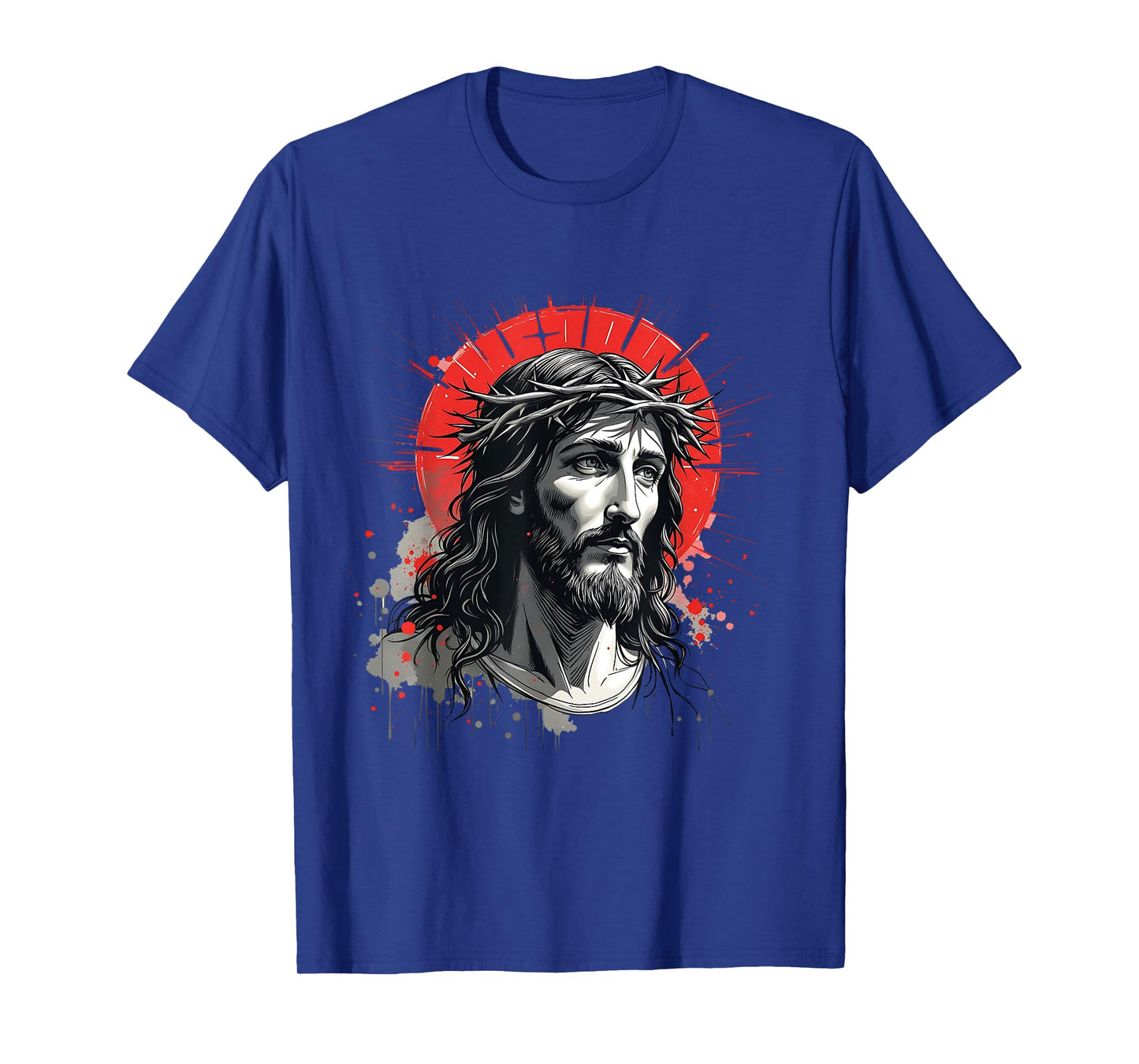 Retro Jesus Crown of Thorns Bold Faith Christian Art Graphic T-Shirt