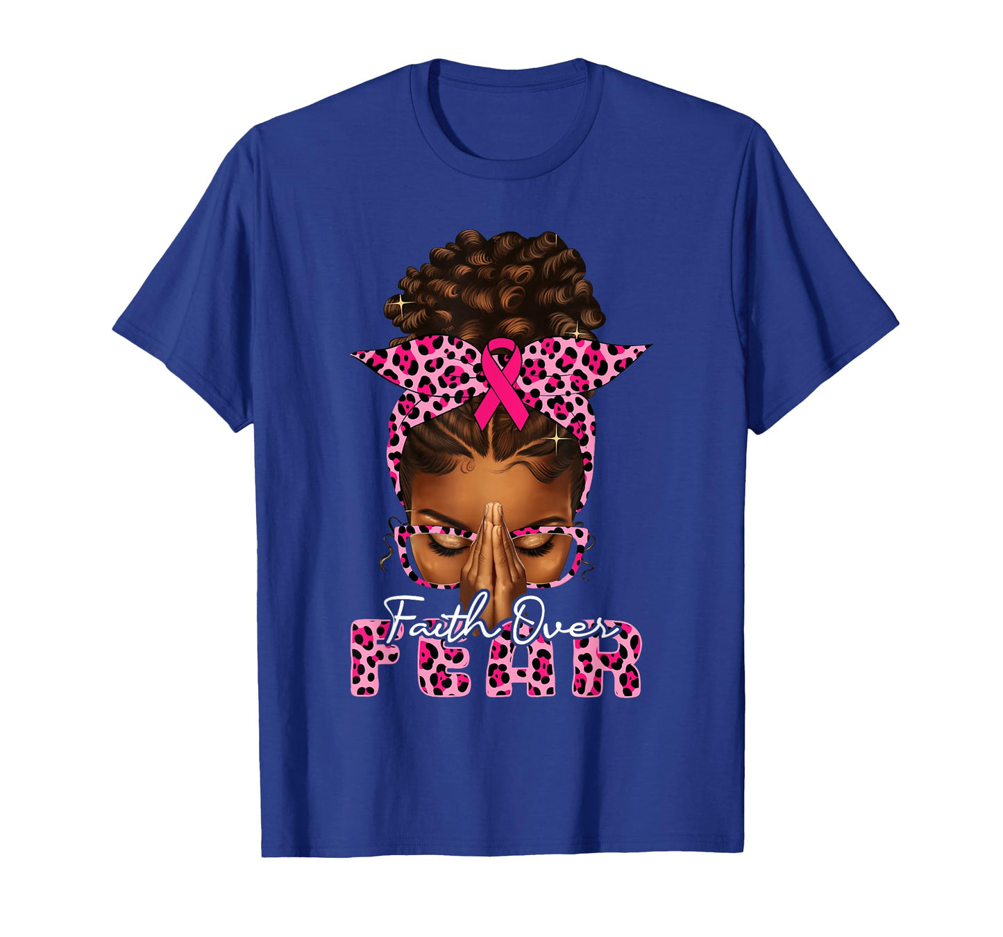Faith Over Fear Christian Black Women Afro Breast Cancer T-Shirt