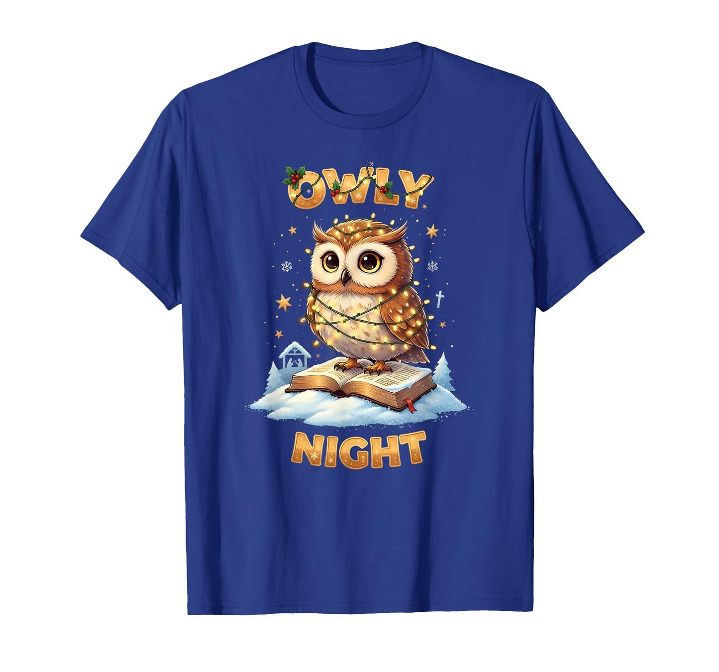 Owly Night Christmas Owl Snowflakes Bible Christian Religion T-Shirt