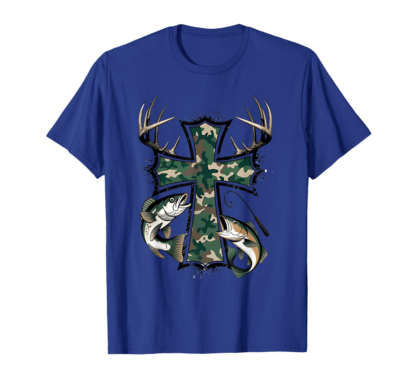 Hunting Fishing Faith - Christian Hunter Fisherman Camo USA T-Shirt