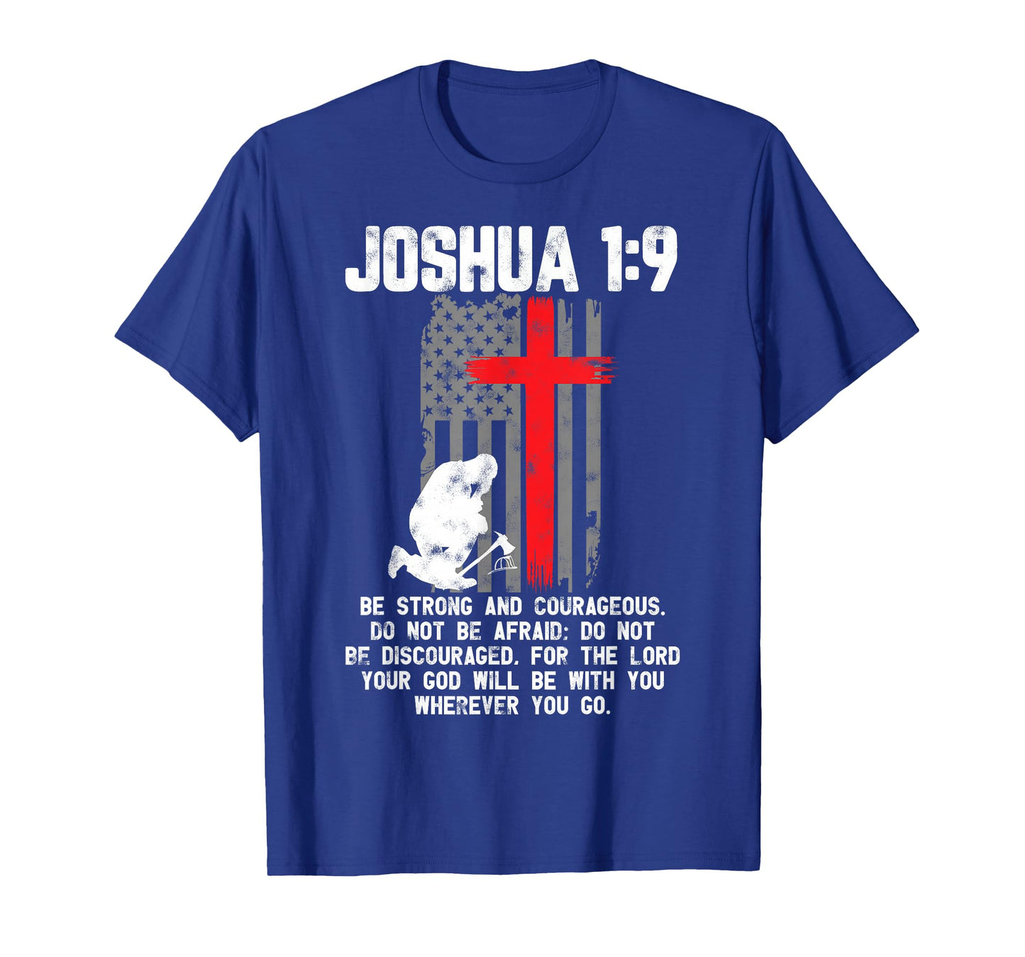 Thin Red Line Firefighter Cross Bible Verse Christian T-Shirt