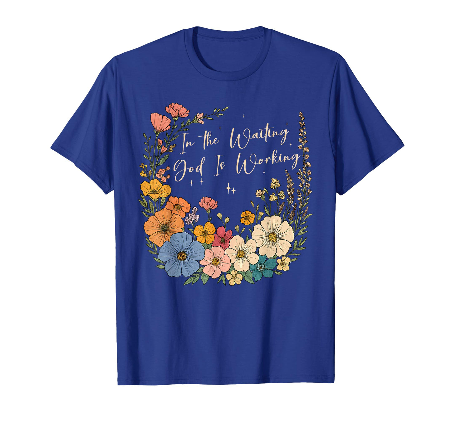 In the Waiting God is Working Vintage Floral Christian Jesus T-Shirt