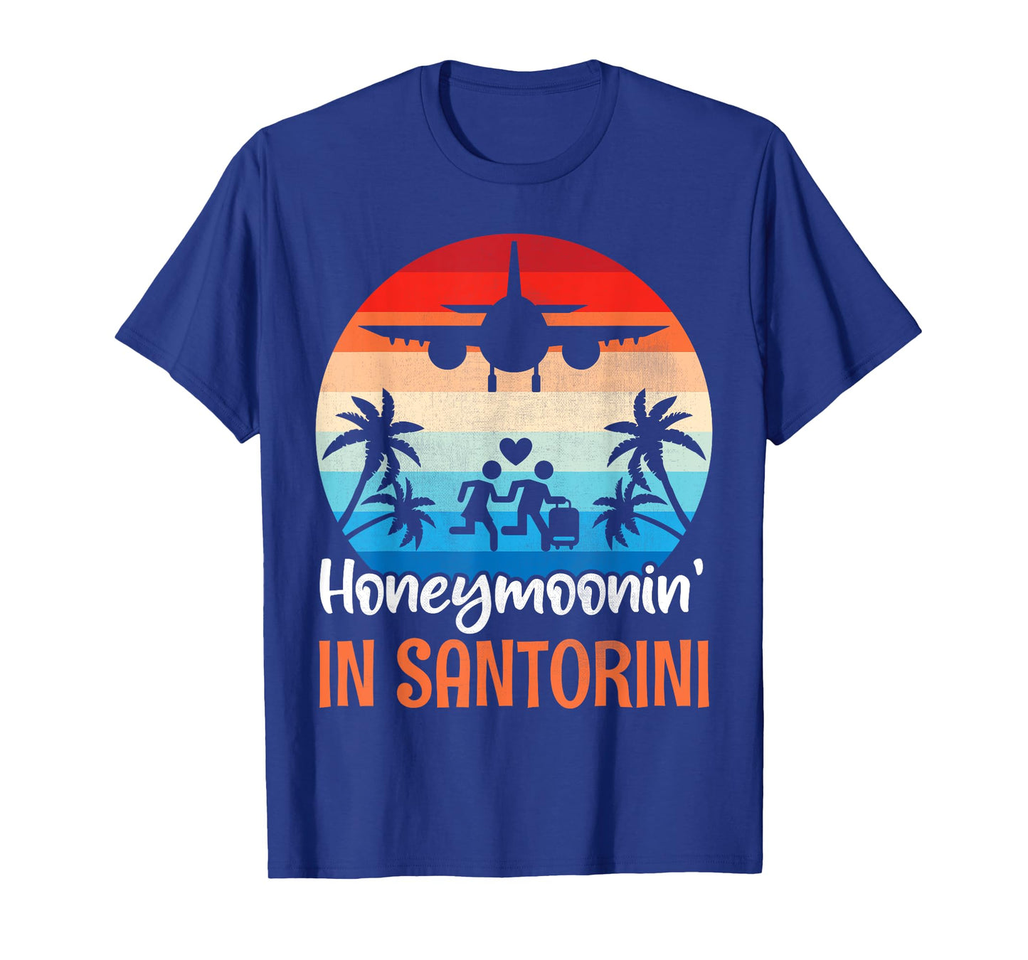Husband Wife Together Honeymoonin' In Santorini Sunset Beach T-Shirt