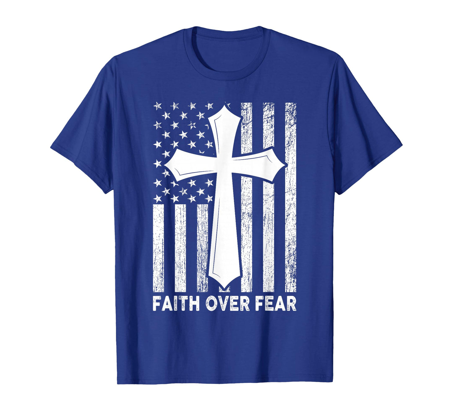 Faith Over Fear Cool Christian Flag Cross for Men Women Kids T-Shirt