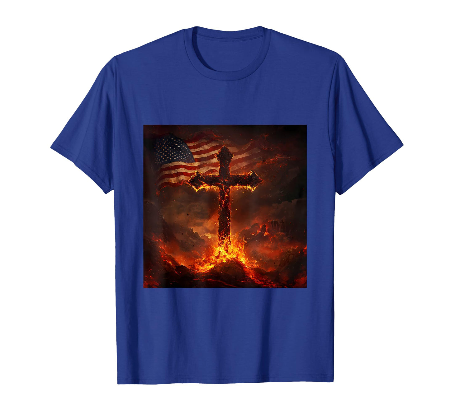 American Flag USA Cross Christian Faith Patriotic T-Shirt
