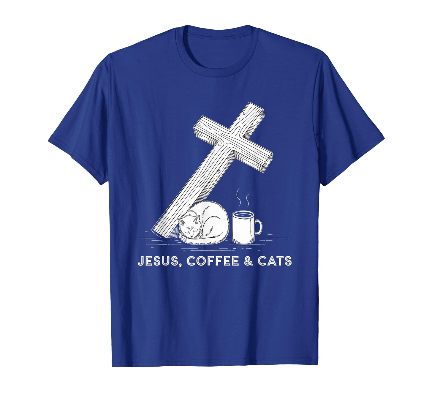 Jesus Coffee Cats Funny Cute Design Jesus Lovers Christian T-Shirt