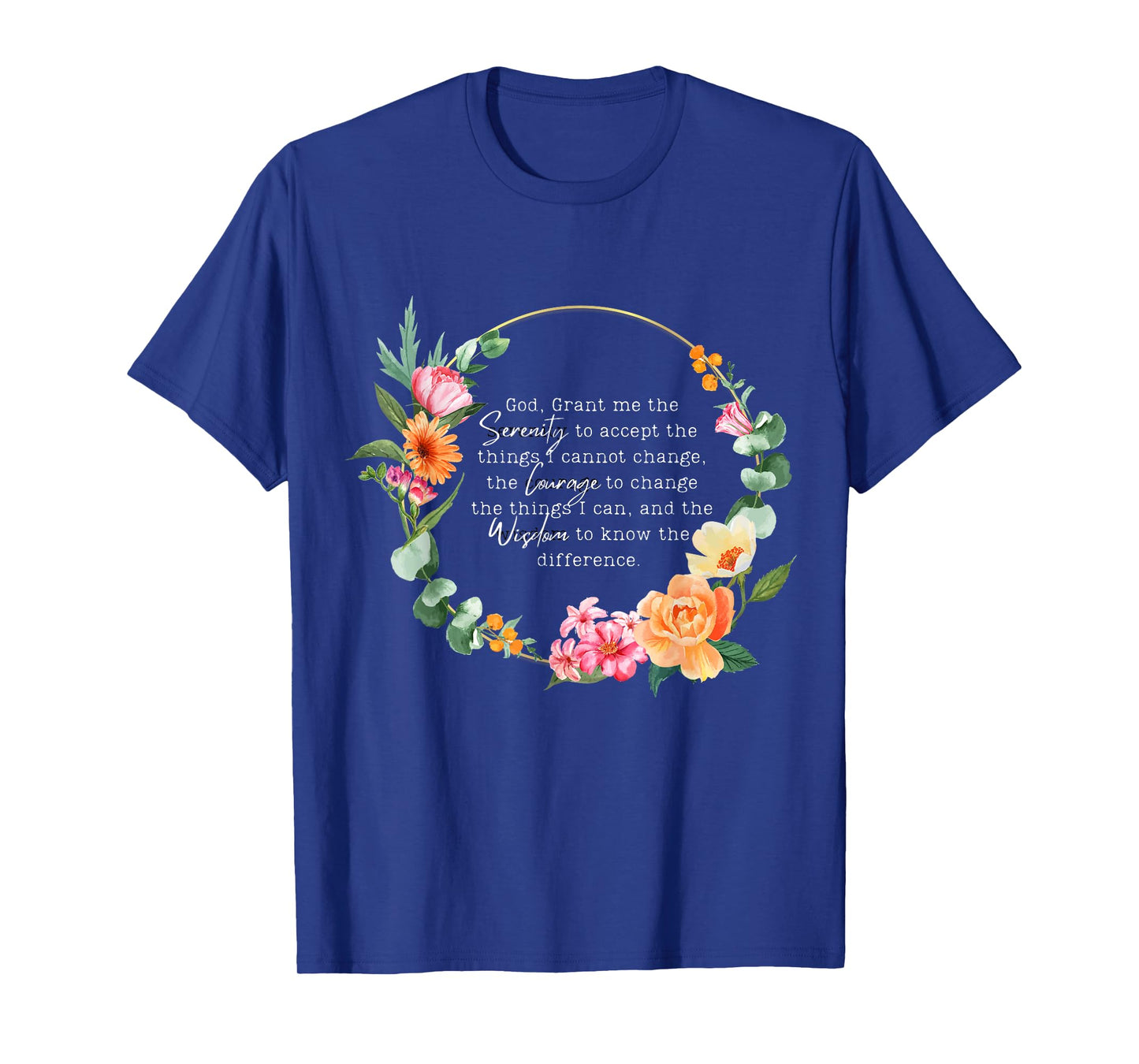 floral womens girls god grant me the serenity prayer spiritu T-Shirt