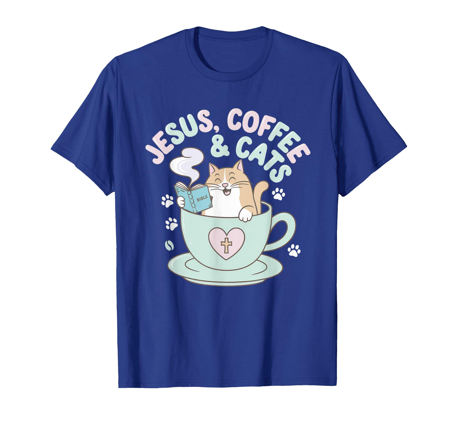 Jesus Coffee Cats Funny Cute Design Jesus Lovers Christian T-Shirt
