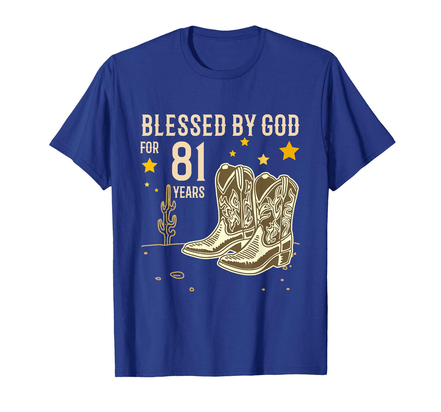 Vintage Blessed by God for 81 Years Cowboy 81st Birthday Men T-Shirt