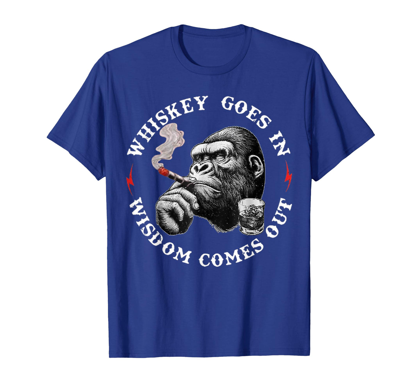 Whiskey Goes In Wisdom Comes Out Funny Monkey T-Shirt