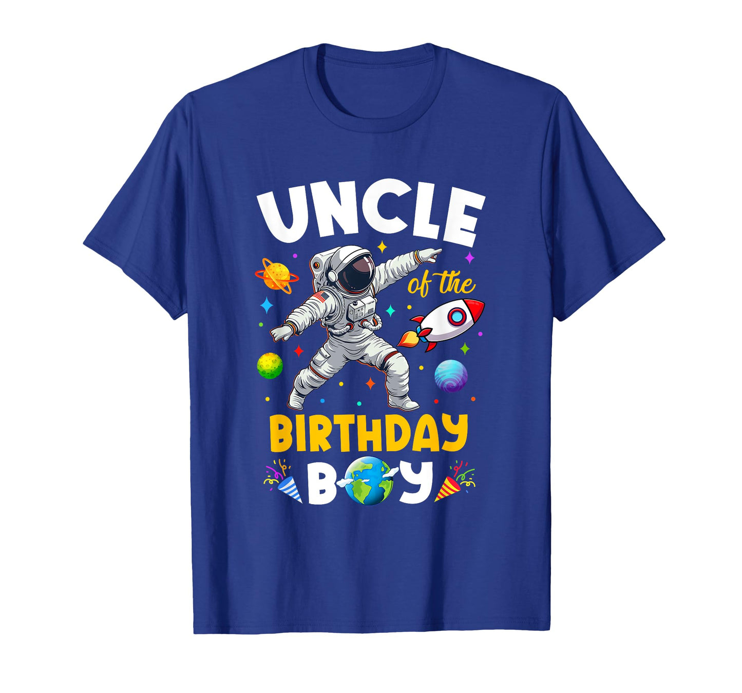 Uncle Of The Birthday Boy Astronaut Outer Space Birthday T-Shirt