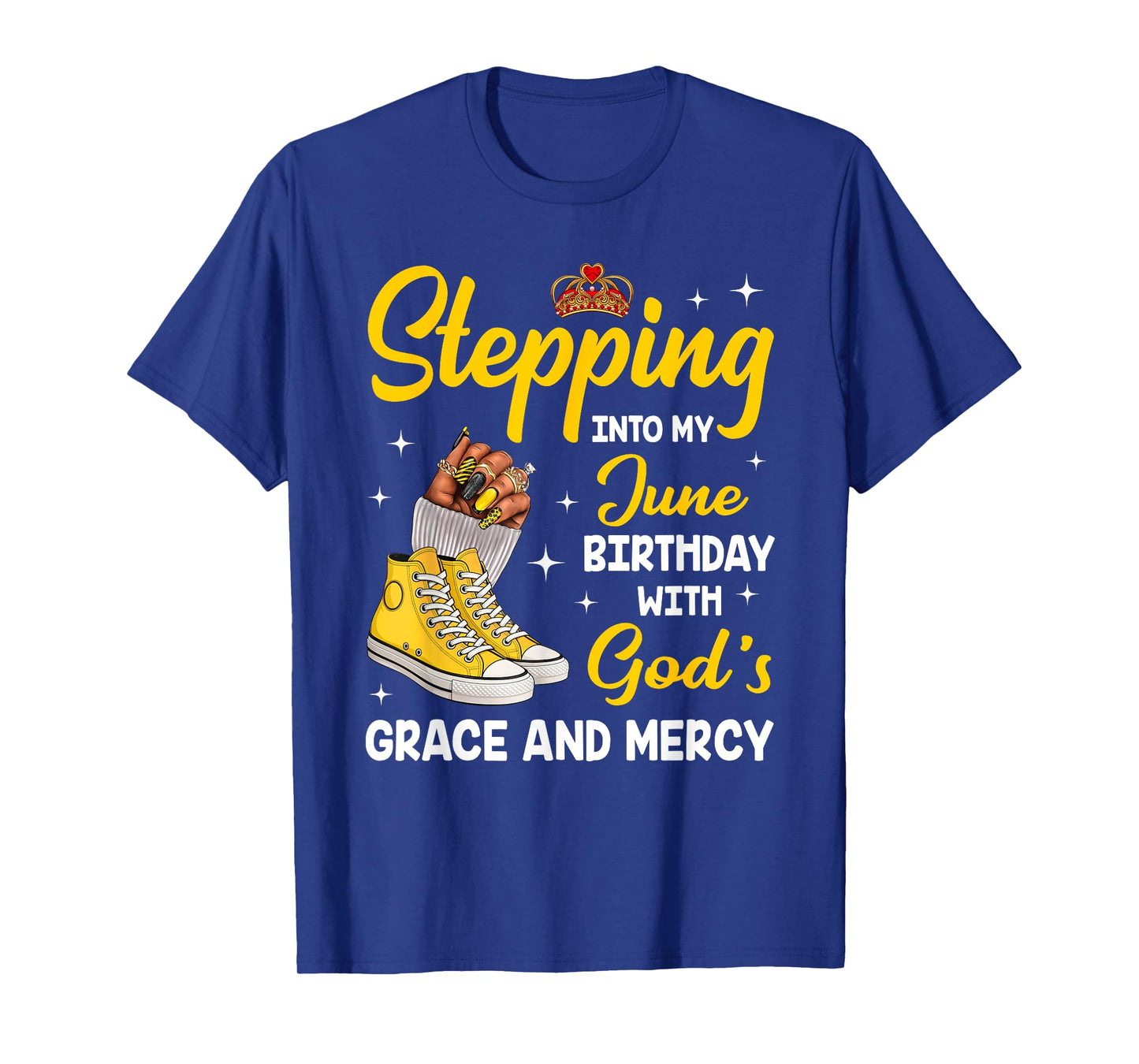 Stepping Into My June Birthday Queen Melanin Afro Woman T-Shirt