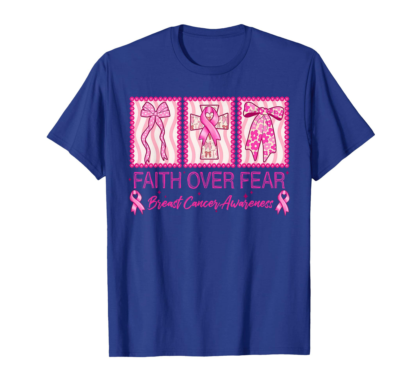Faith Over Fear Breast Cancer Awareness Christian Religious T-Shirt