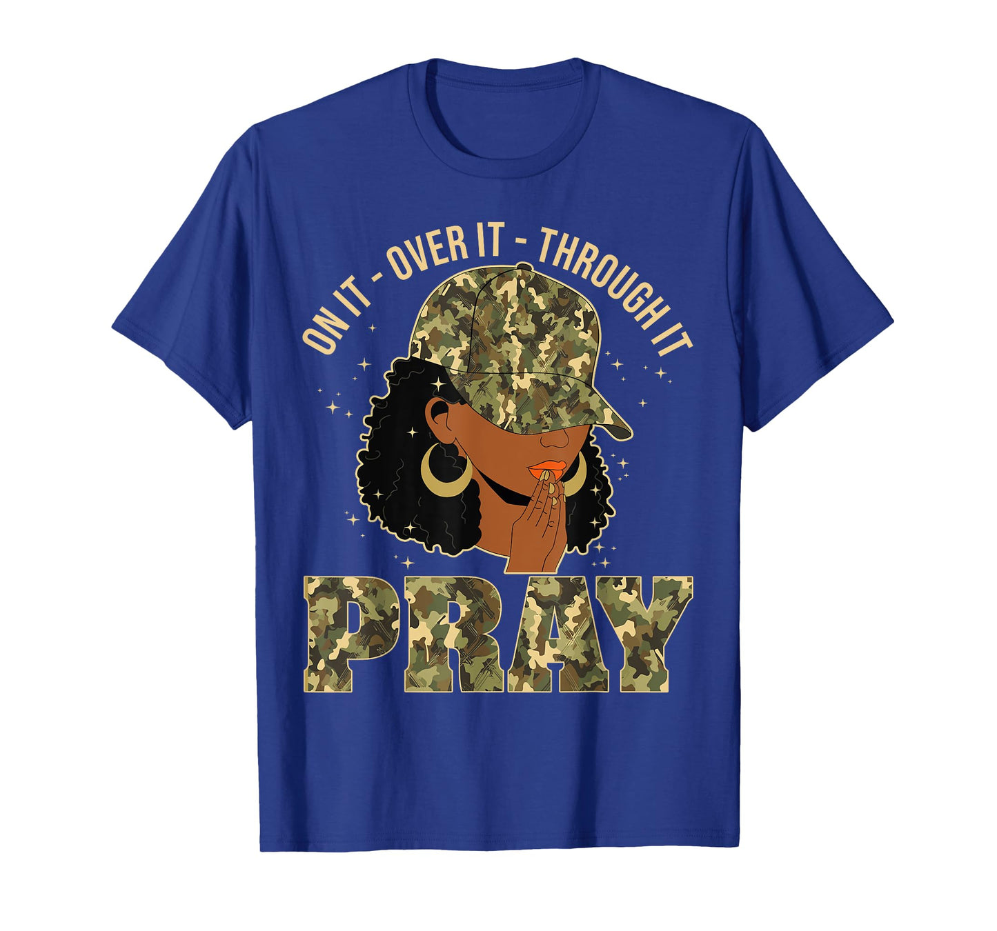 Pray On It Pray Over It Black Woman Afro Christian Sayings T-Shirt