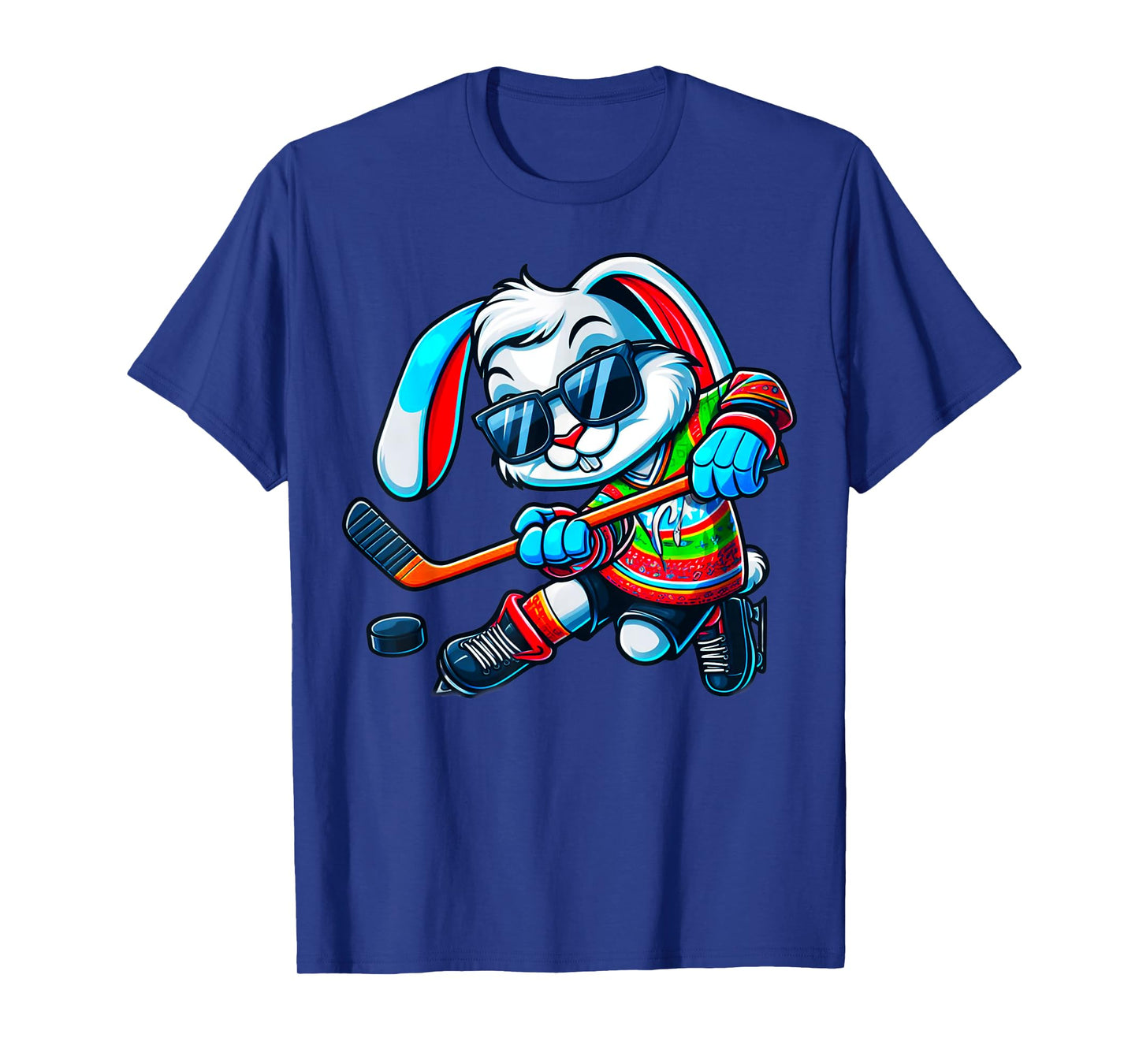 Easter Bunny Hockey Player Rabbit Egg Men Women Boys Kids T-Shirt