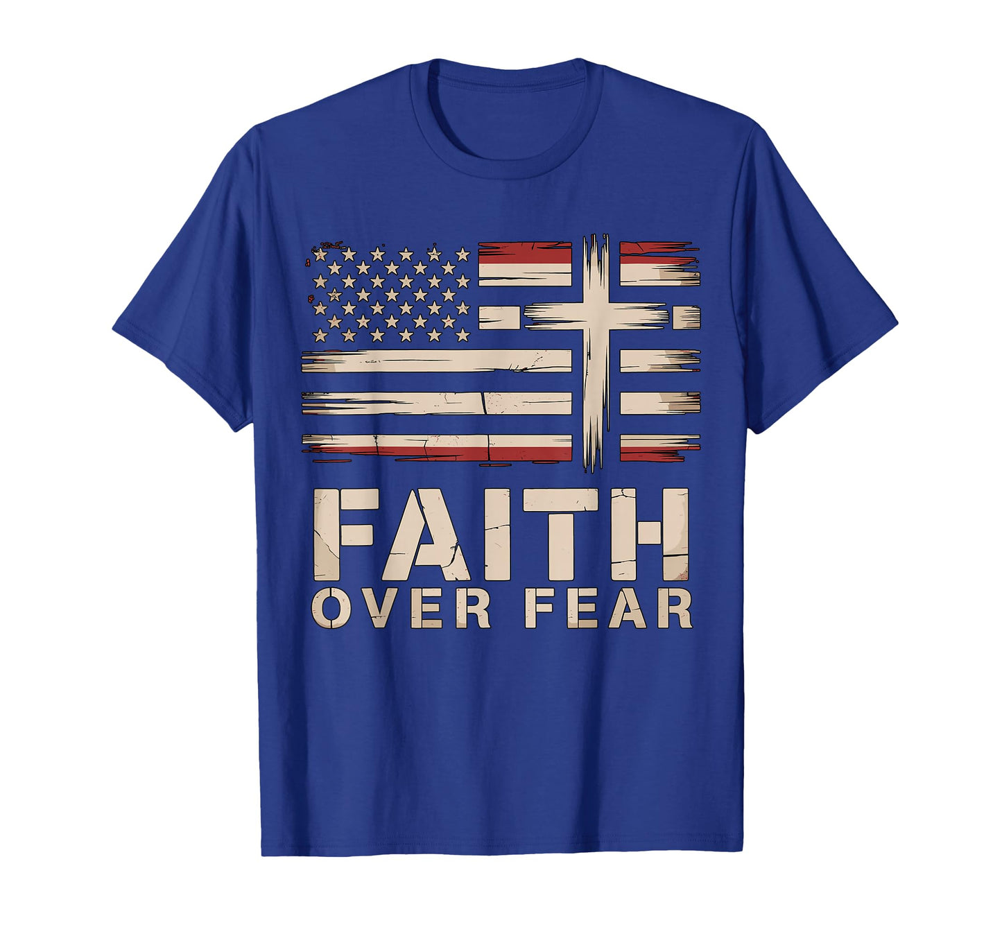 Faith Over Fear Cross American Flag T-Shirt