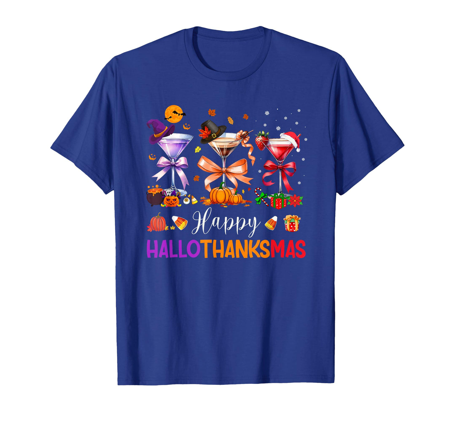 Happy Hallothanksmas Martini Coquette Bow Drinking Party T-Shirt
