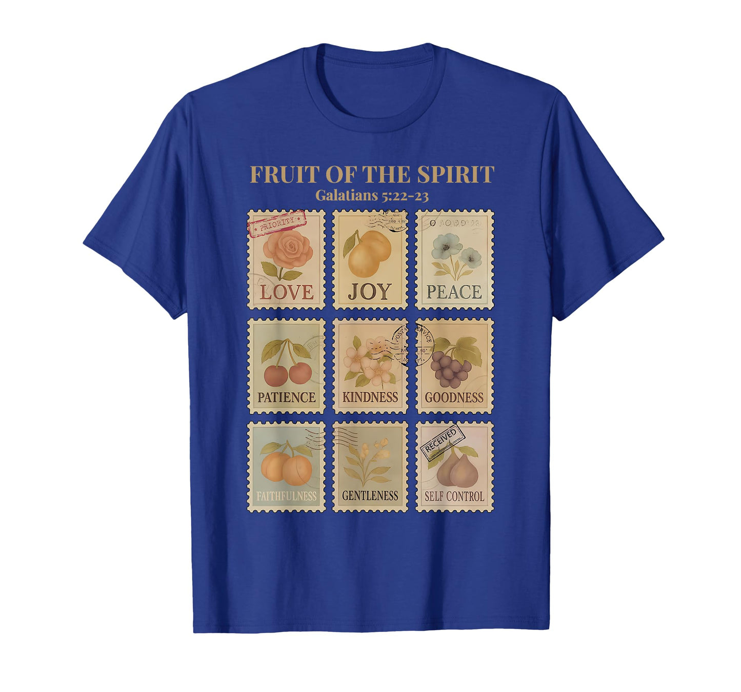 Fruit of The Spirit Vintage Stamp Christian Bible Verse T-Shirt