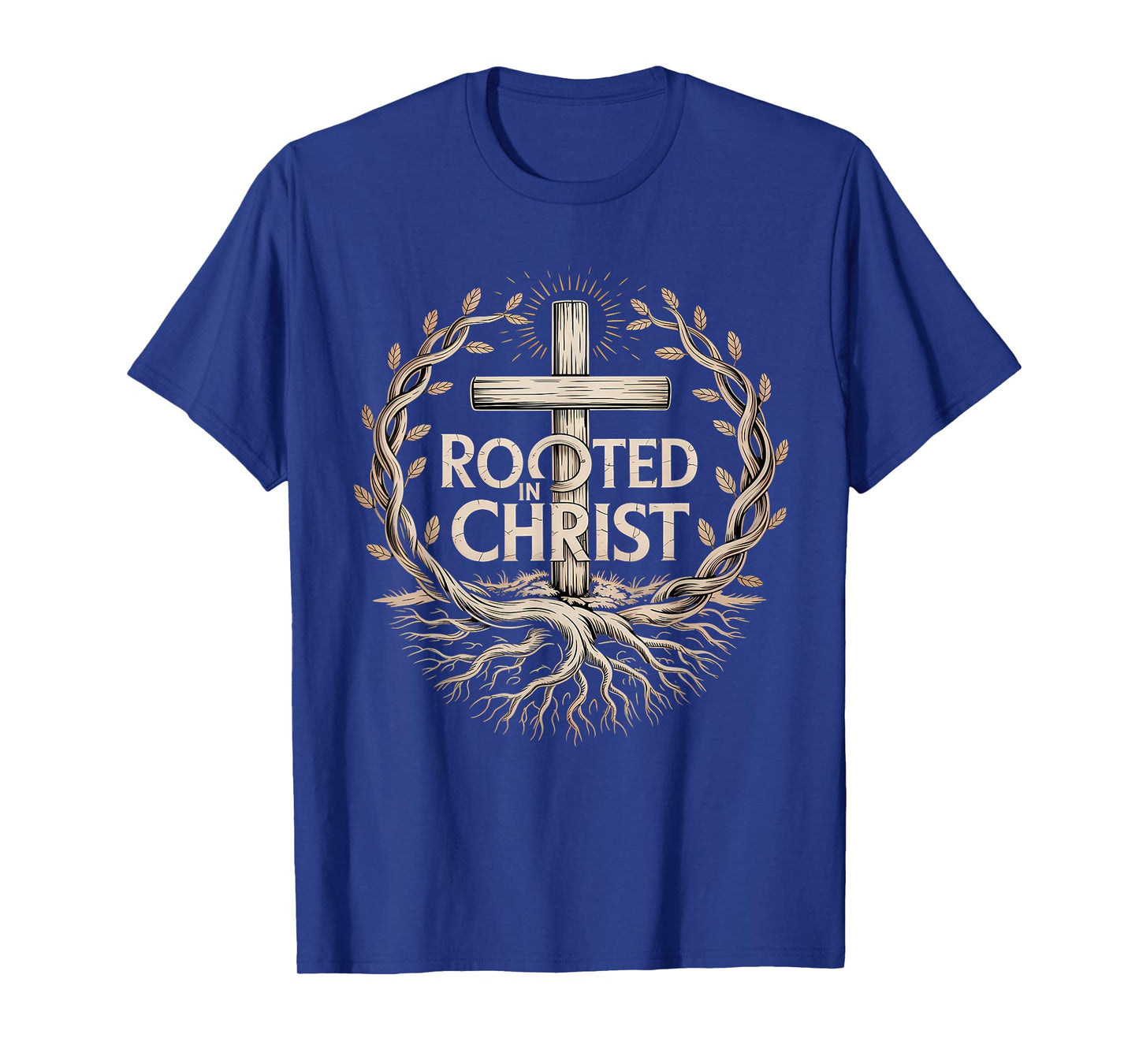 Rooted in Christ Christian Faith Jesus Cross T-Shirt