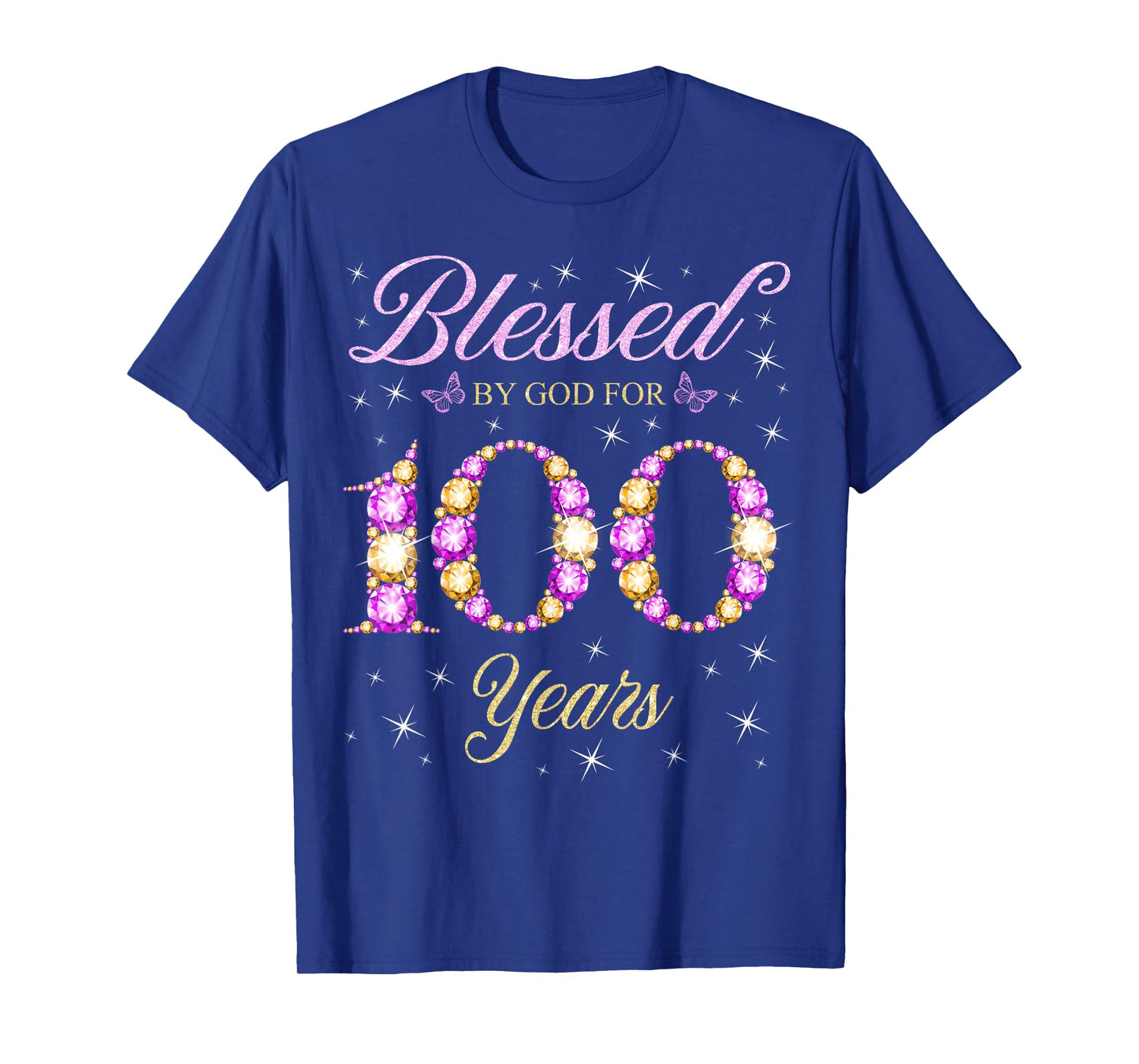 Blessed By God For 100 Years Old 100th Birthday Party Queens T-Shirt