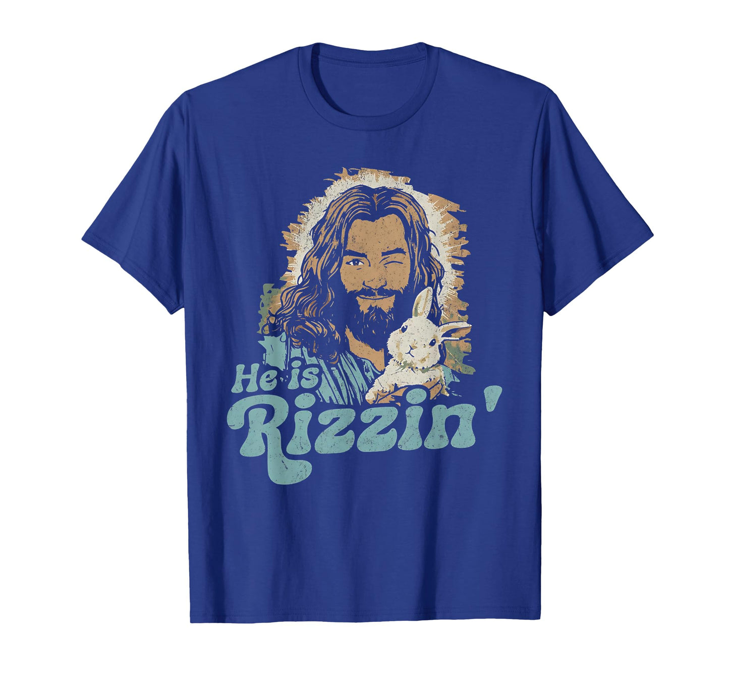 He Is Rizzin Funny Cute Jesus Bunny Easter Christian Men Boy T-Shirt