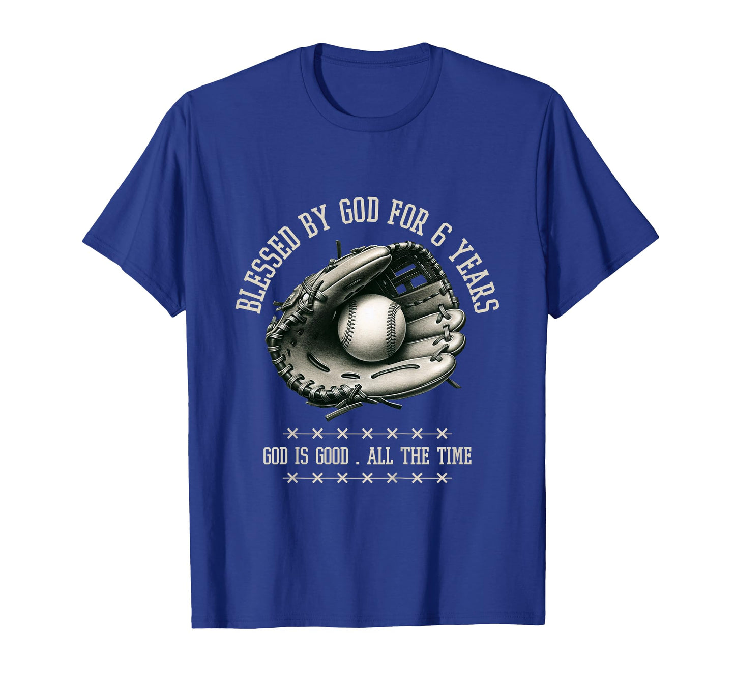 Kids Blessed by God for 6 Years Old Baseball 6th Birthday Gifts T-Shirt