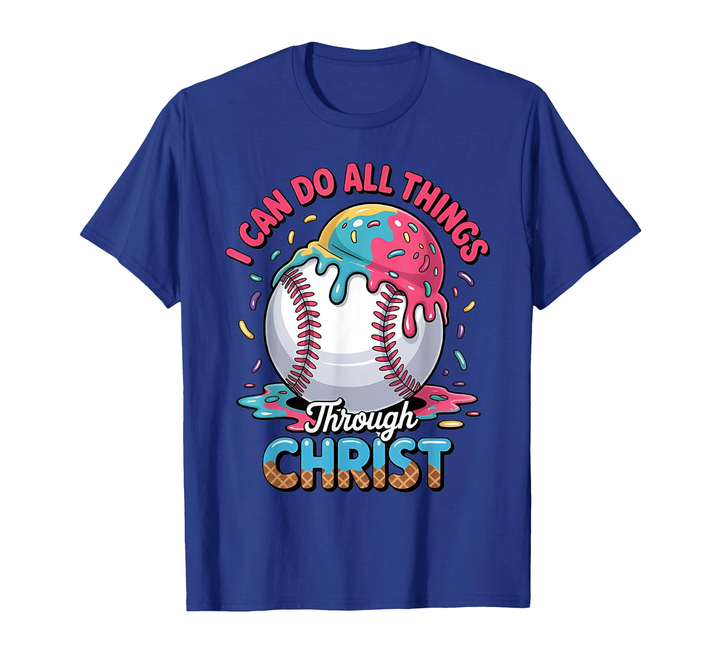 Philippians 4:13 Baseball Ice Cream Drip Stuff Boys Kids T-Shirt