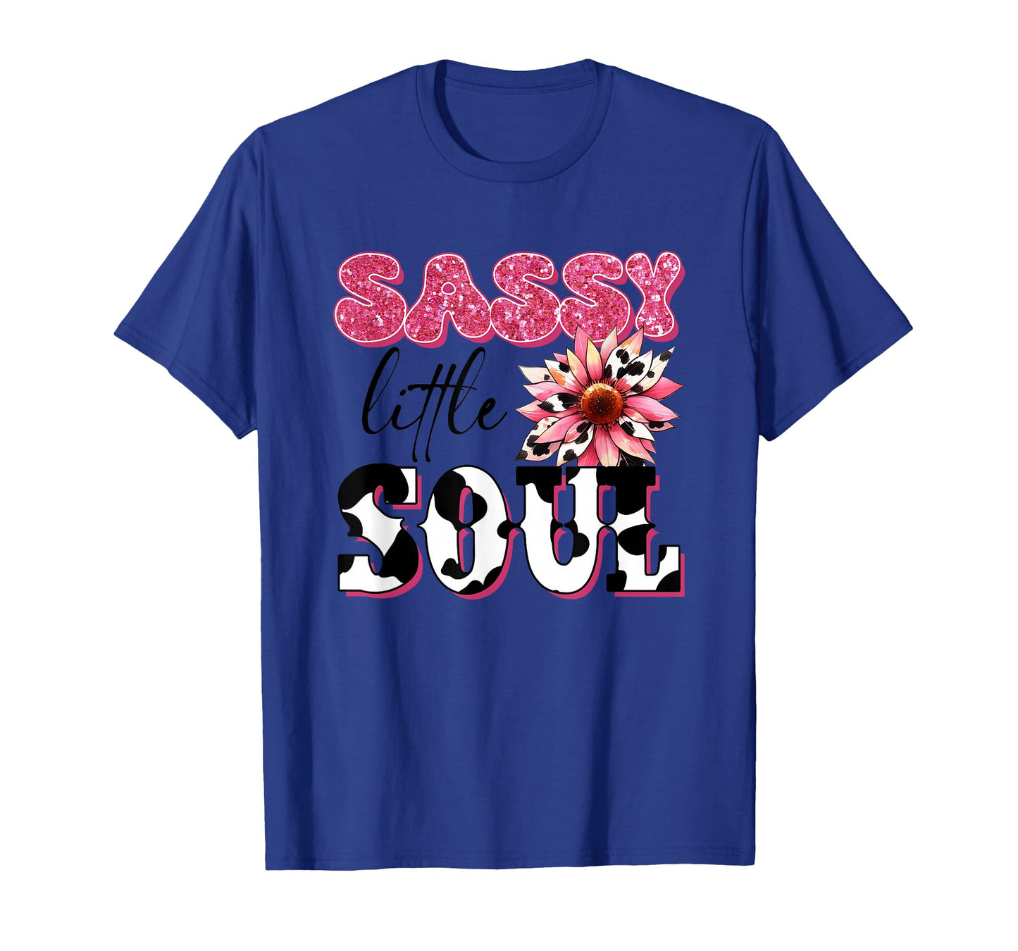 Sassy Little Soul Glittery Floral Cow Print T-Shirt